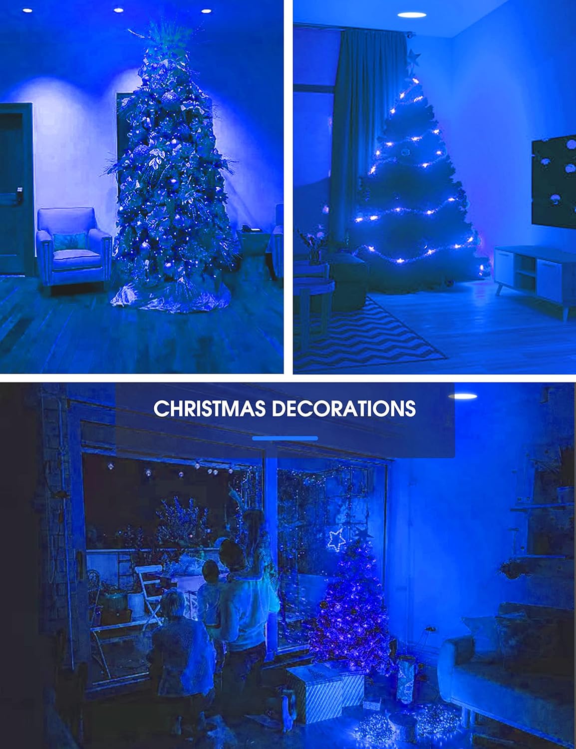 LOHAS PAR38 Bombillas de luz de inundación azul, luz de inundación LED azul marino de Navidad para exteriores, equivalente a 120 W, regulable,