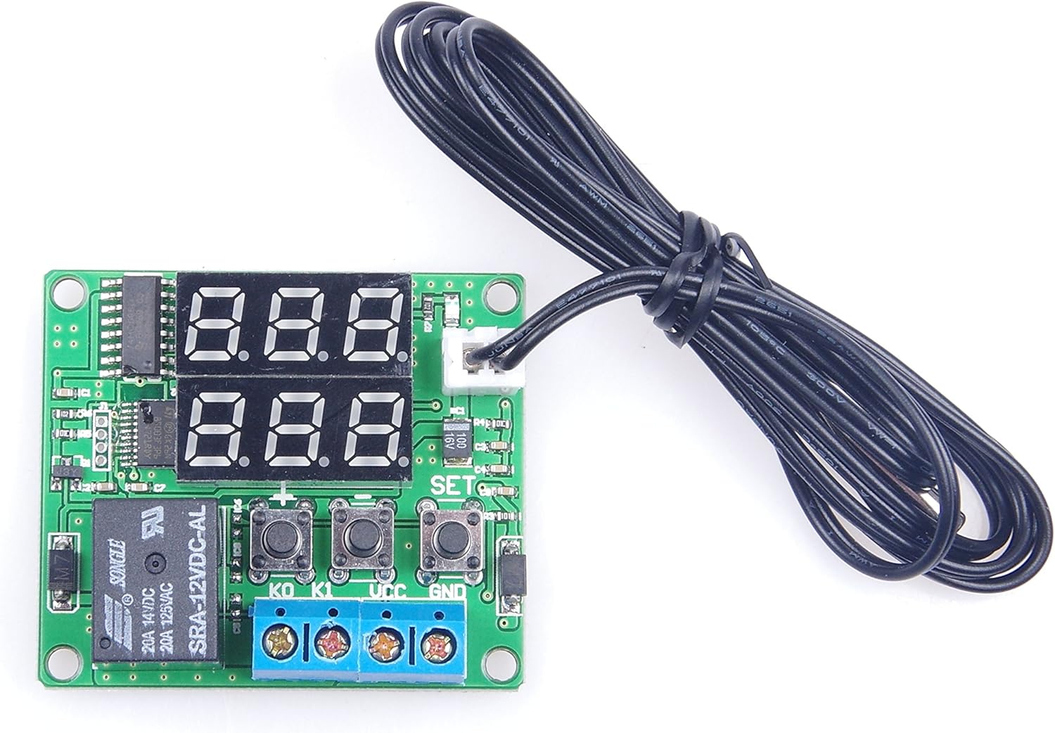 LM YN Módulo de termostato digital de 12 V CC de -58  a 257  Fahrenheit, pantalla de temperatura controlador de temperatura con relé de 20 A, sonda