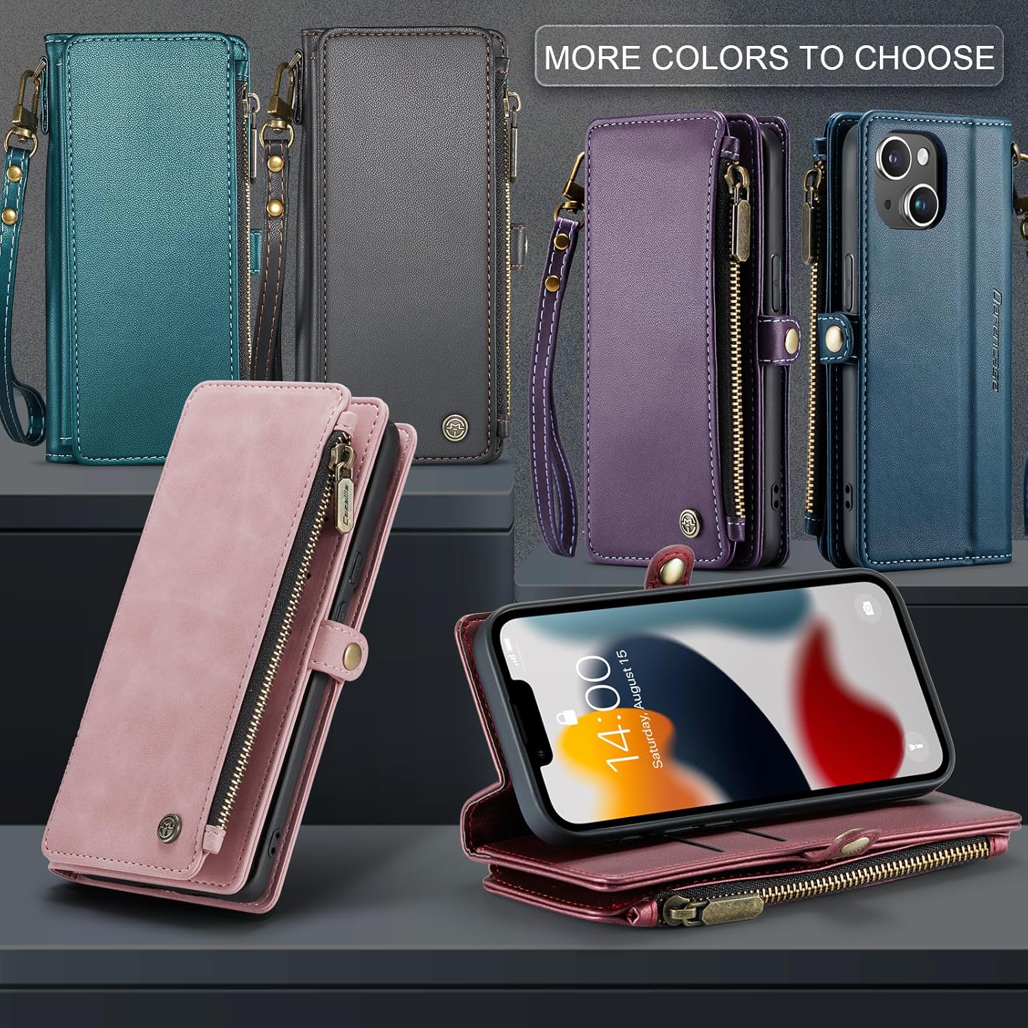 Defencase Funda para iPhone 13, bloqueo RFID para iPhone 13, funda tipo cartera para mujeres y hombres con soporte para tarjeta de crédito, bolsillo