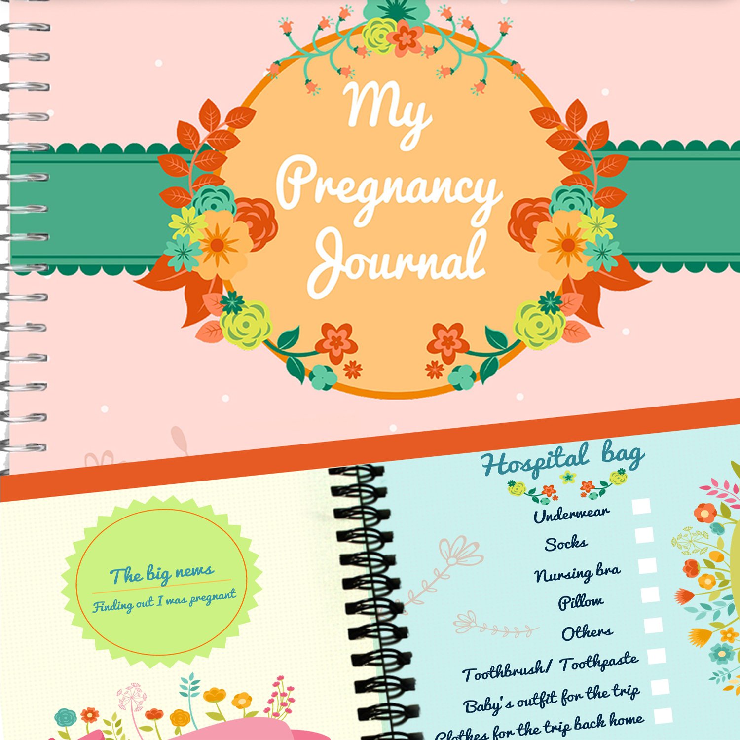 Mi diario de embarazo y libro de recuerdos para bebés con calcomanías, álbum de recortes y álbum de fotos, diarios de embarazo para madres