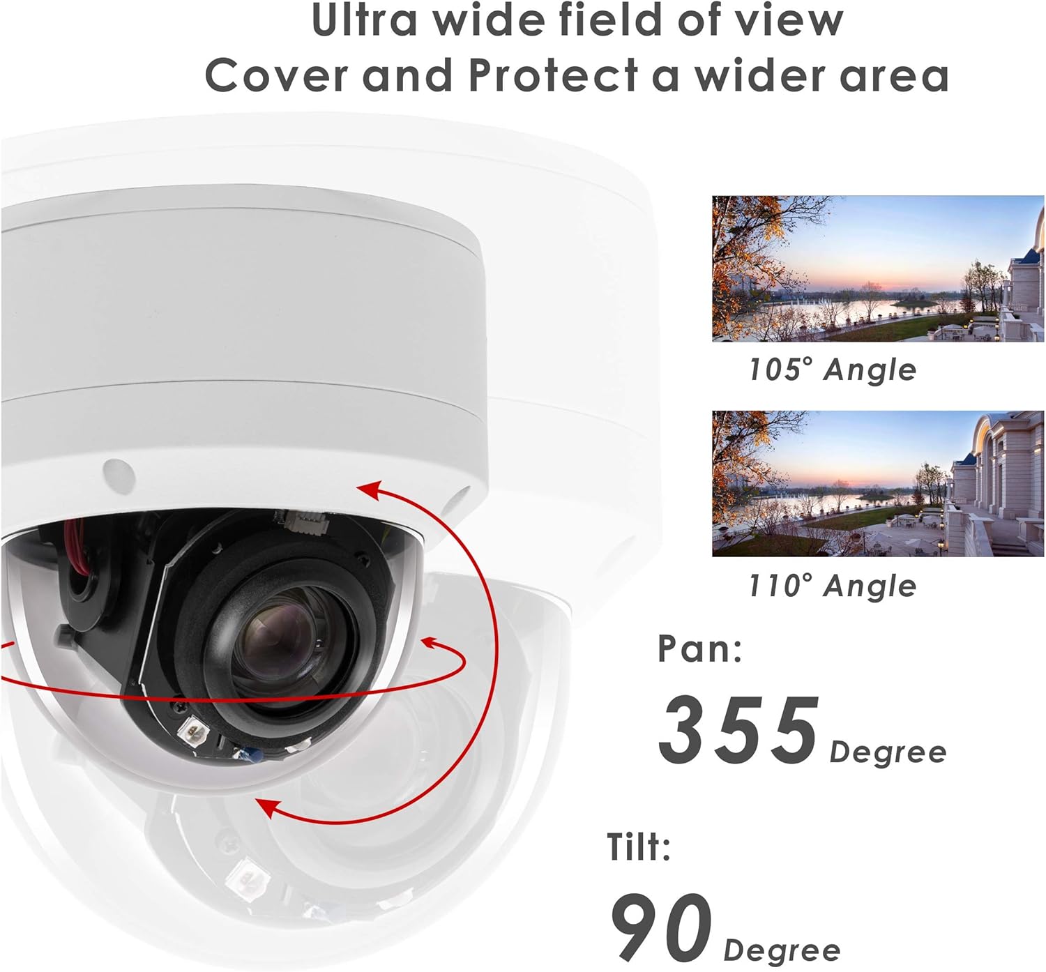 Cámara domo PTZ POE de seguridad H.265 HD 1080P, compatible con Hikvision para interiores y exteriores, lente motorizada de 0.106-0.531 in, zoom 5X,
