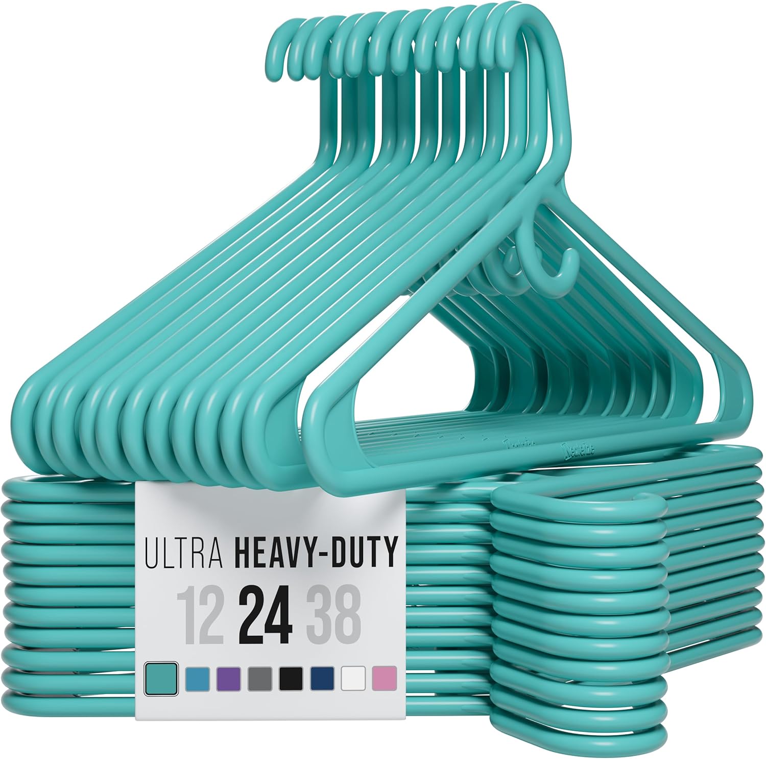 Perchas de ropa de plástico ultra resistentes – Aqua – Percha duradera para abrigos, trajes y ropa (paquete de 24 – aguamarina)