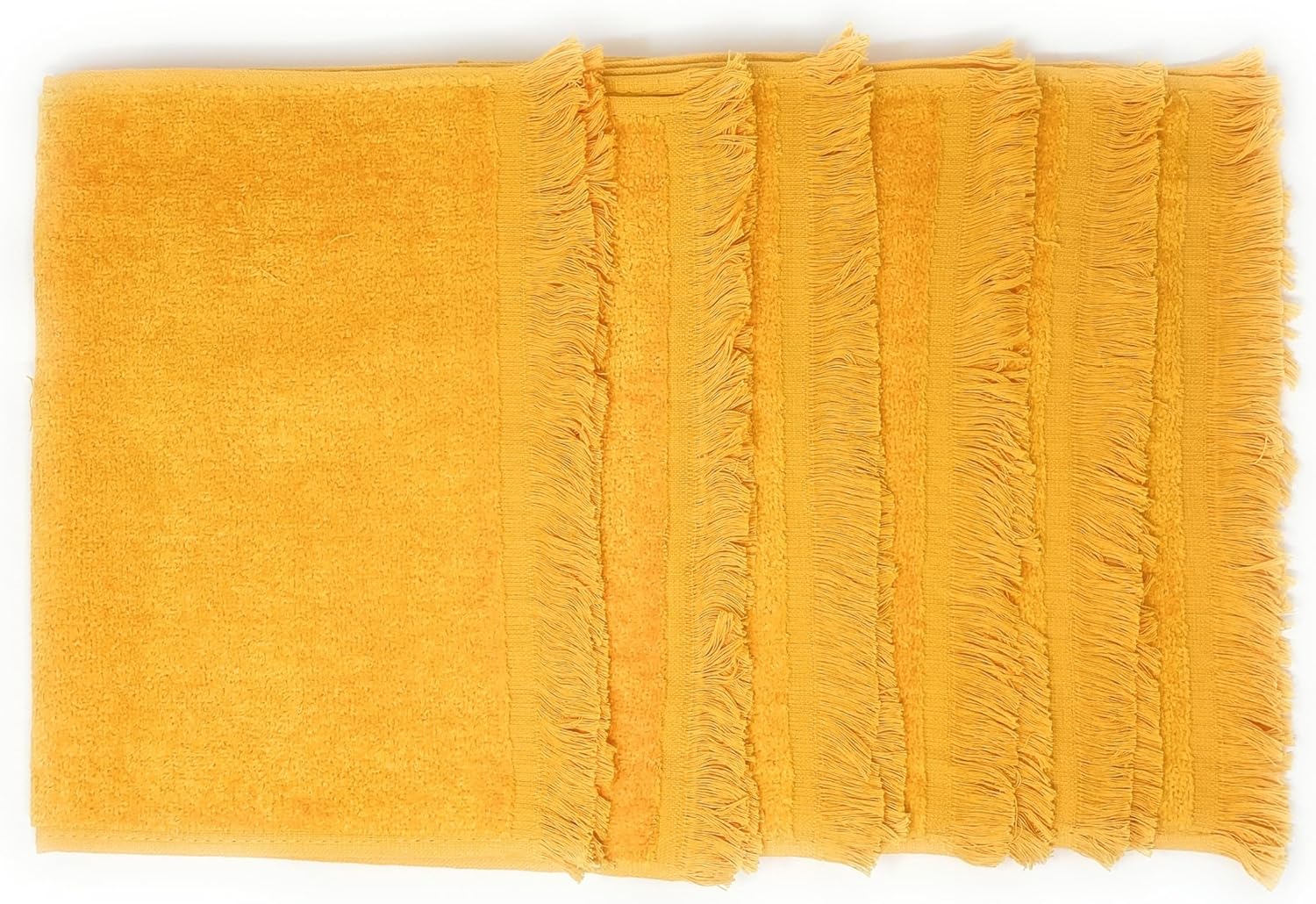Paquete de 12 toallas de rizo reversibles con flecos con dobladillo (tamaño 11 pulgadas de ancho x 18 pulgadas de largo), algodón (dorado) a precio