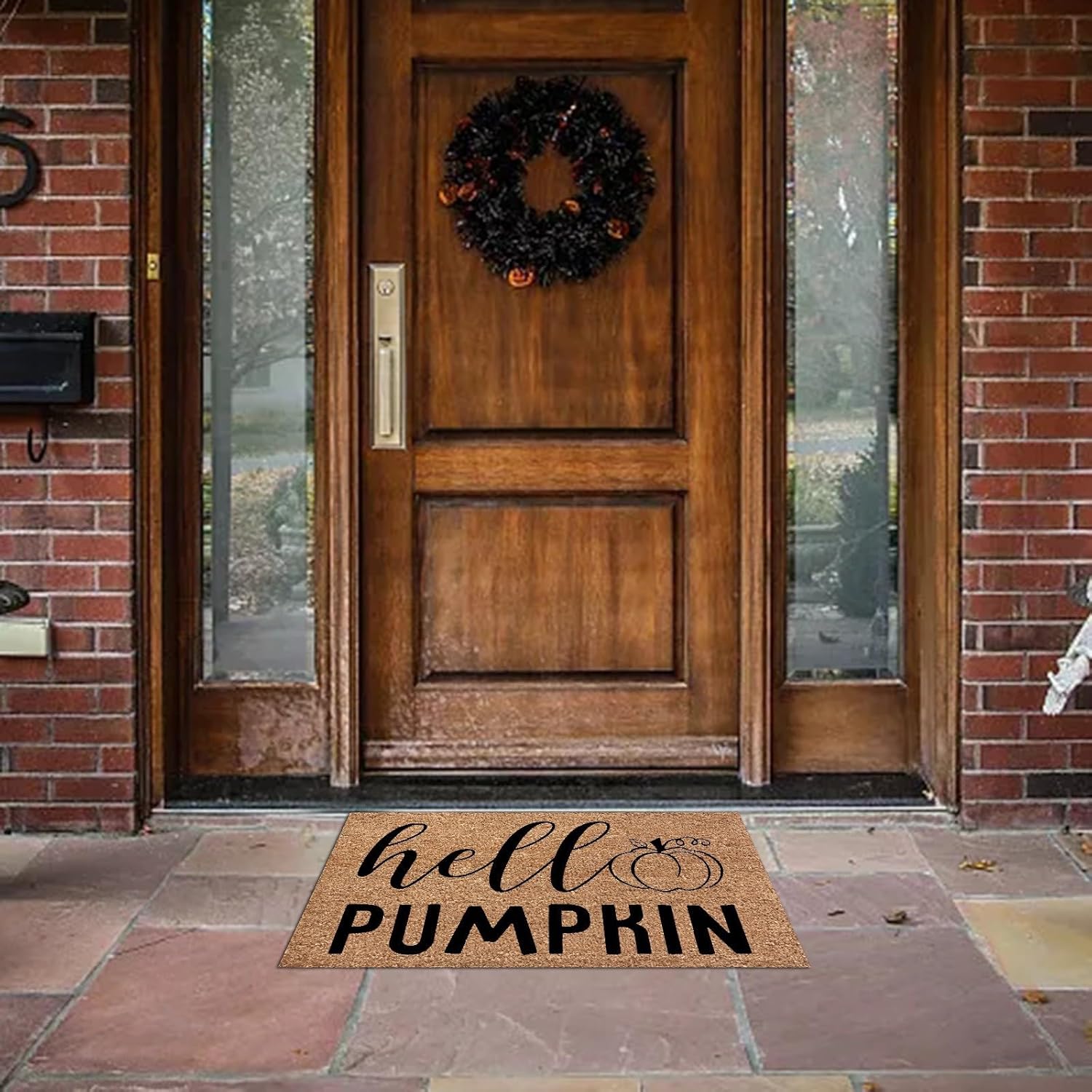 Tapete divertido de otoño, con texto en inglés “Hello Pumpkin”, para Acción de Gracias, Halloween, decoración de porche delantero, tapete para
