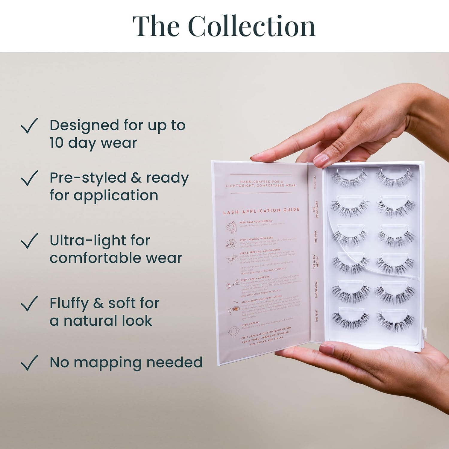 FlutterHabit Caja de colección clásica, extensiones de pestañas, kit de racimos de pestañas, hasta 10 días de uso, pestañas naturales y clásicas,