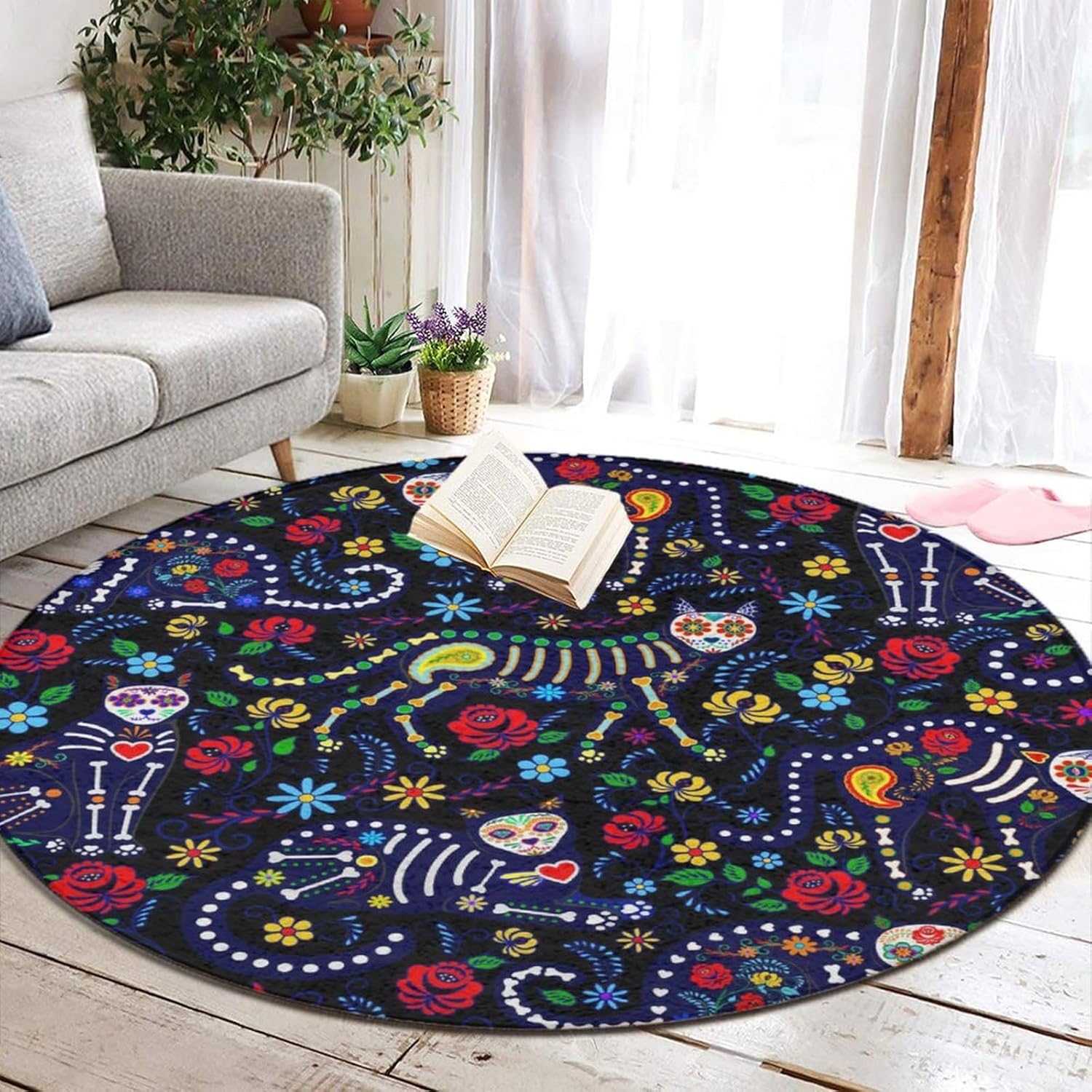 Alfombra redonda grande para baño, cocina, oficina, alfombra circular para sala de estar, sofá, dormitorio, bonita alfombra compatible con el Día de