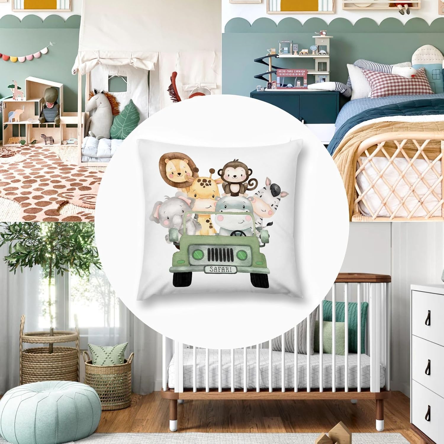 HawSkgFub Funda de almohada decorativa para bebé niño y niña, funda de almohada decorativa, funda de cojín de selva para dormitorio, sala de juegos,