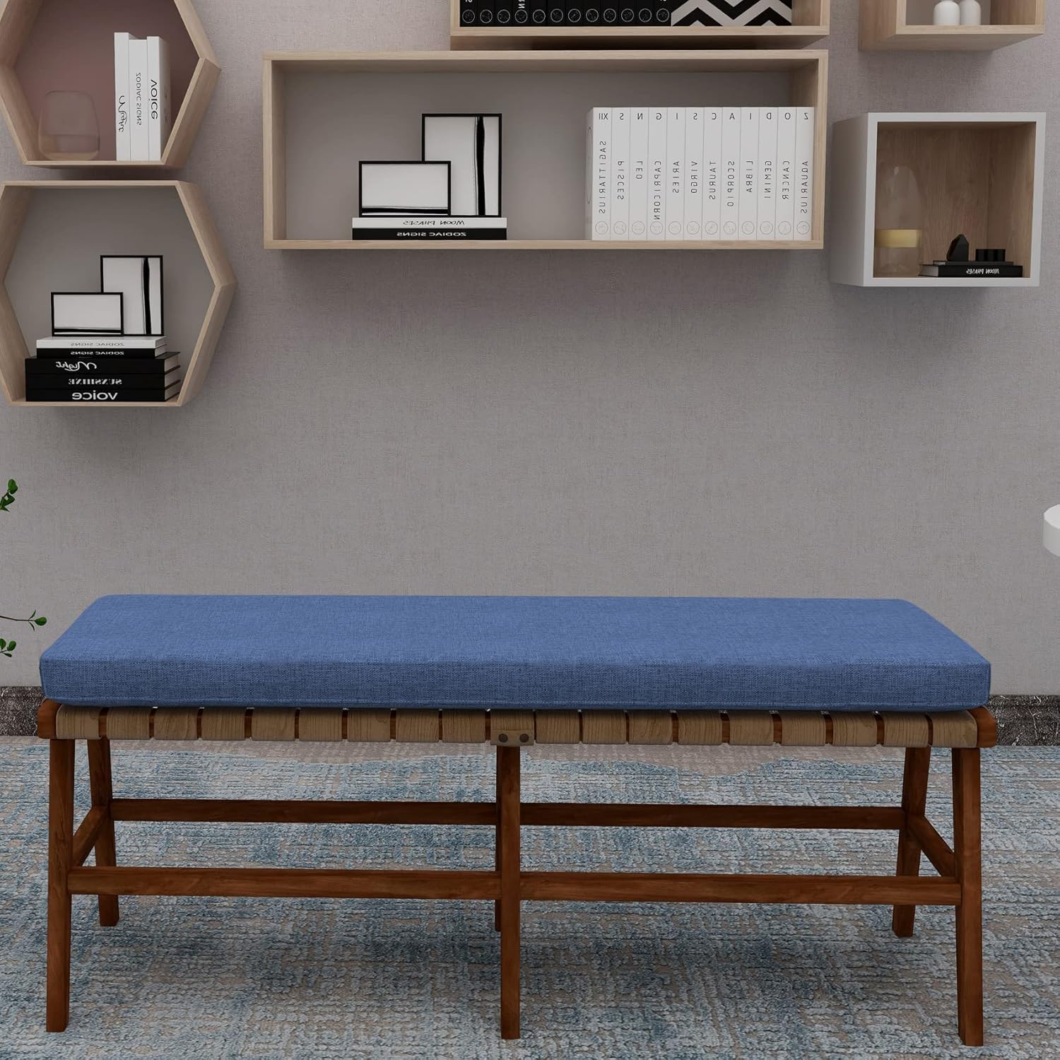 ROFIELTY Cojín de banco de 47 pulgadas, cojines de banco duraderos para muebles de interior, cojines de asiento antideslizantes para ventana de