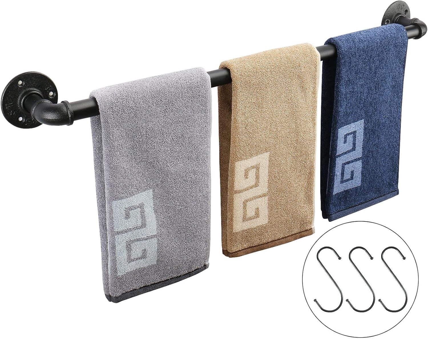 NearMoon Toallero industrial de tubería, accesorio de toallero de baño resistente, montaje en la pared, soporte para toallas de baño de hierro