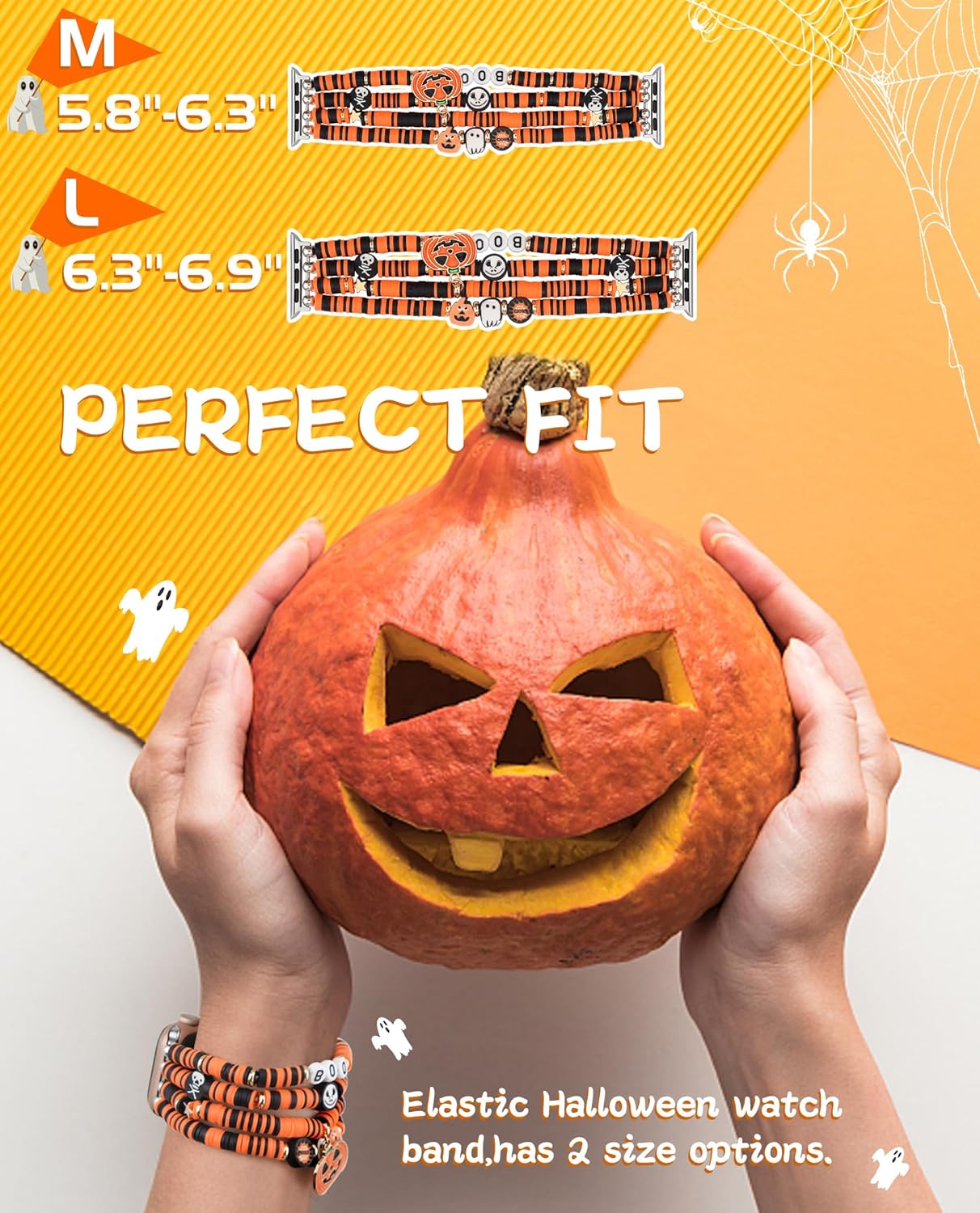JR.DM Correa de reloj de Halloween compatible con Apple Watch de 1.496 pulgadas, 1.575 pulgadas, 1.614 pulgadas, 1.732 pulgadas, 1.654 pulgadas,