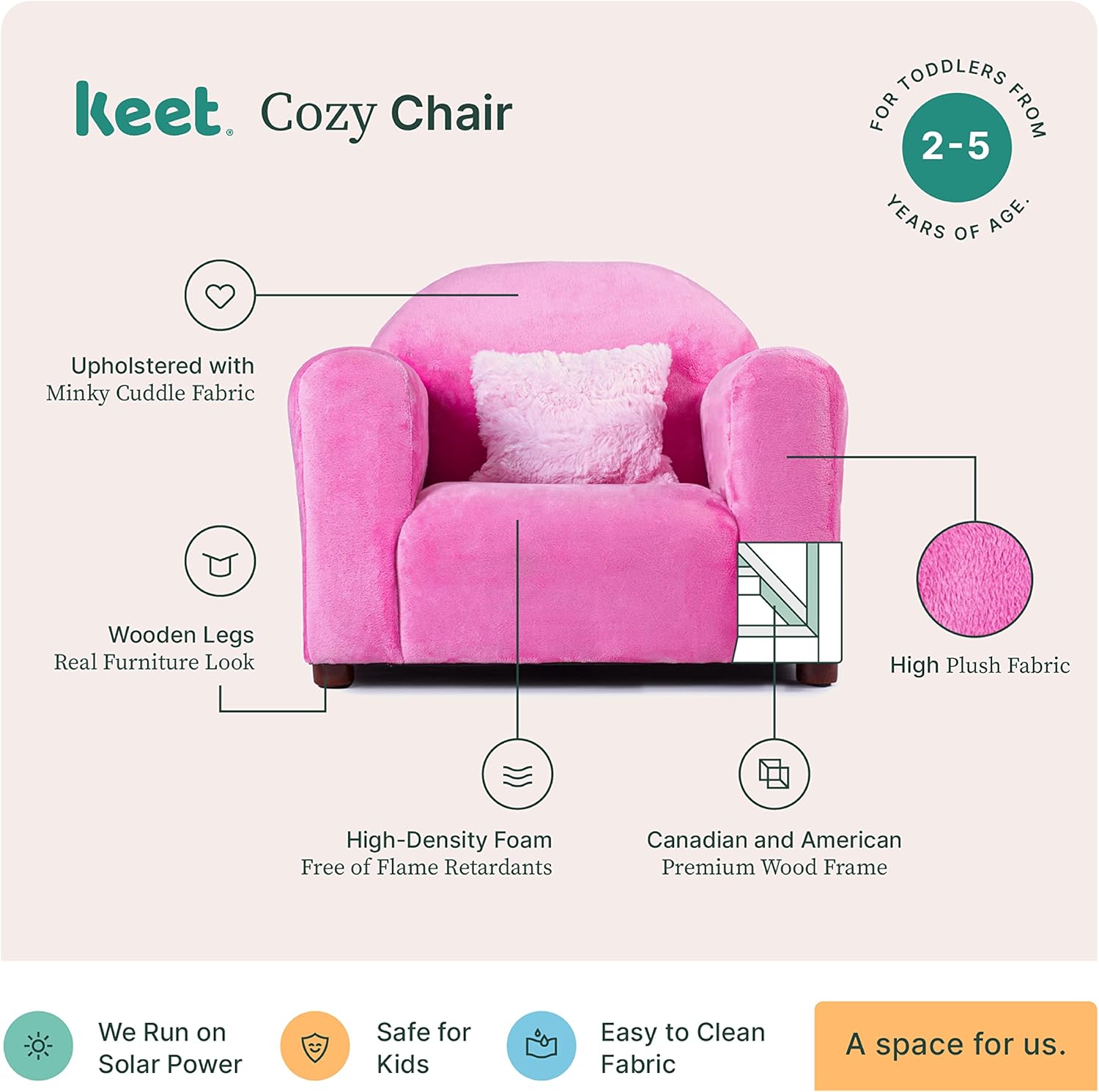 Keet COZ Line Cozy – Silla infantil color rosa