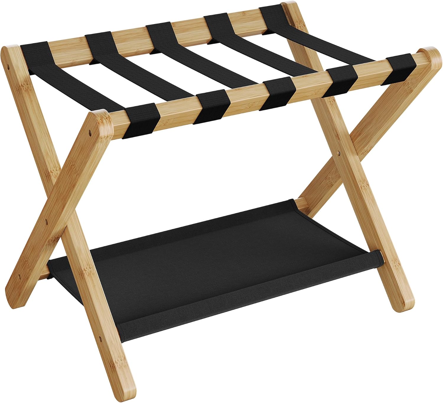 SONGMICS Portaequipajes, soporte plegable para maleta con estante de almacenamiento, para habitación de invitados, hotel, dormitorio, resistente,