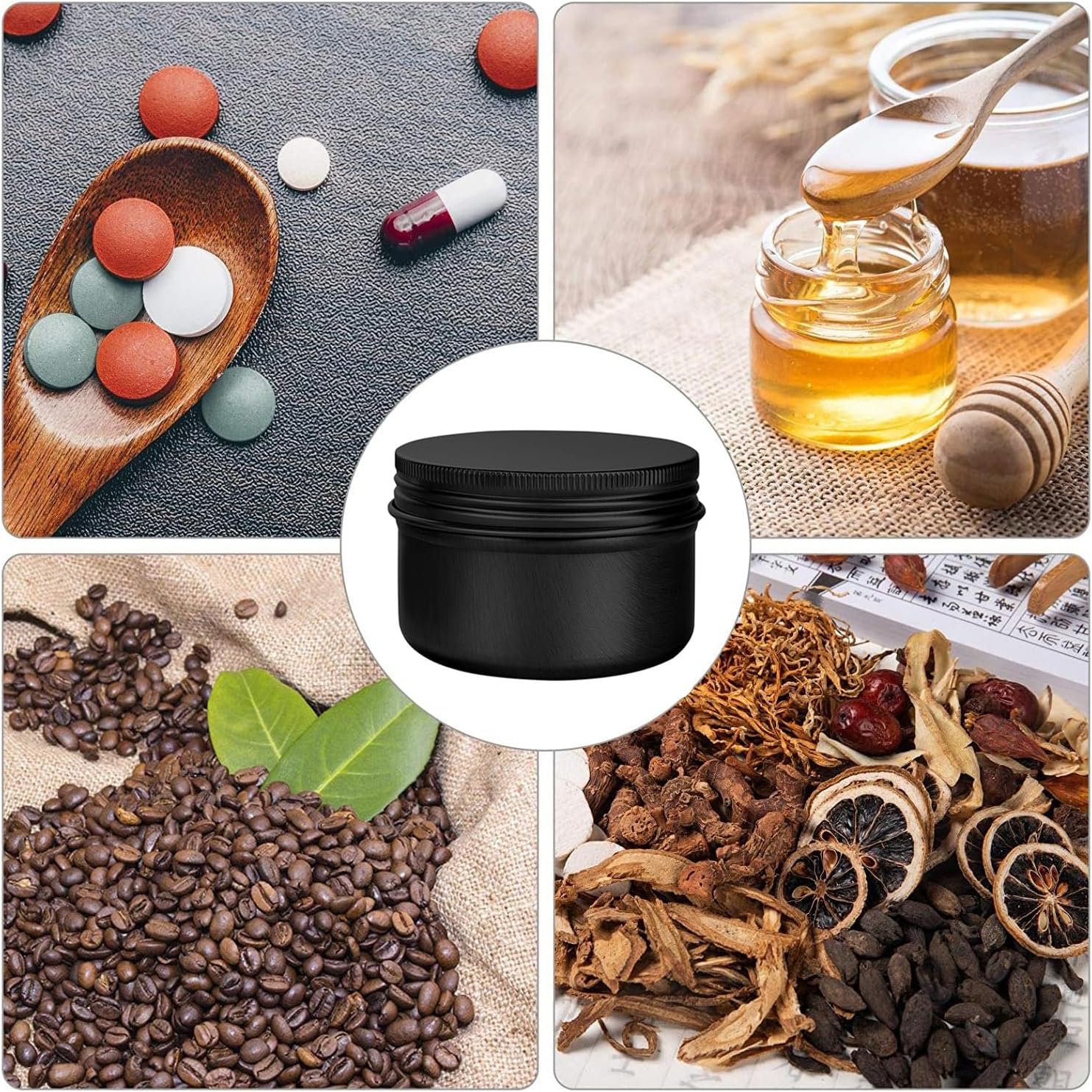 WANBAO Paquete de 6 latas de aluminio de 4 onzas herméticas para almacenamiento, latas a granel con tapas de rosca para cocina, almacenamiento de