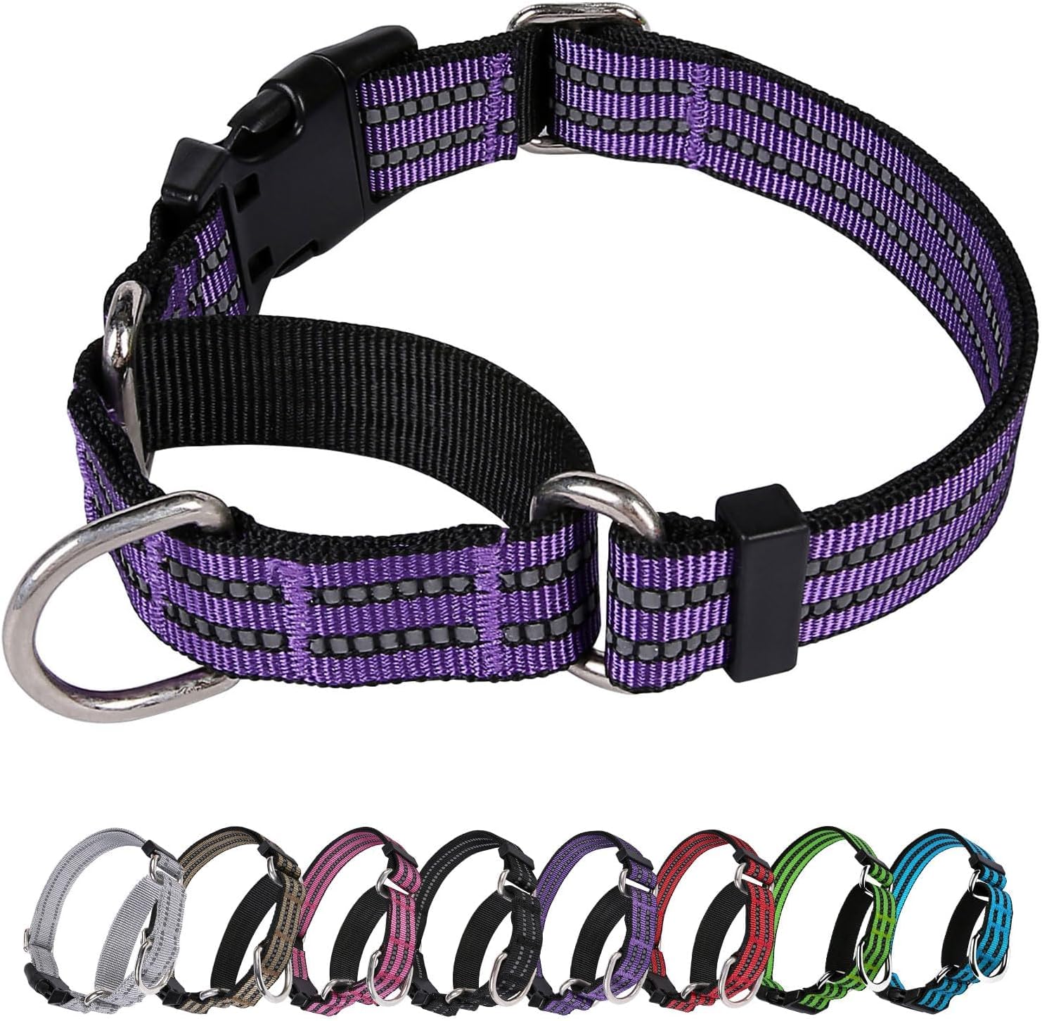 Martingale – Collar para perro, collar reflectante de nailon ajustable con hebilla. Sin tirones para perros pequeños, medianos y grandes. Evita que