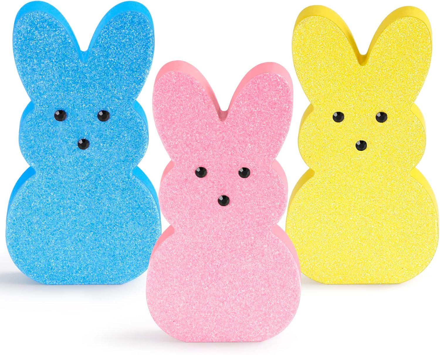 Decoración de Pascua, 3 piezas de letreros de madera de Pascua brillantes para bandeja escalonadamanteldecoración de mesa, estilo de píos con ojos 3D