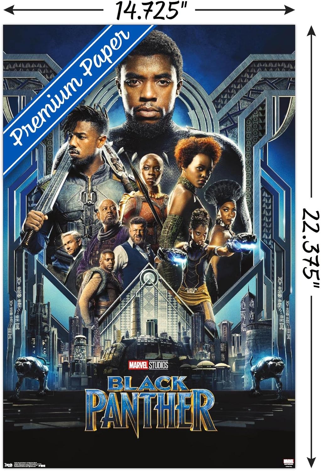 Trends International Marvel Cinematic Universe – Black Panther – Póster de pared de hoja del grupo uno, 14.725 x 22.375 pulgadas, paquete de póster