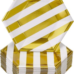 SILVER SPOONS Platos laterales desechables 24 piezas Hecho de materiales de papel pesados Rayas – Oro 7.5 pulgadas SILVER SPOONS Platos laterales desechables 24 piezas Hecho de materiales de papel pesados Rayas – Oro 7.5 pulgadas