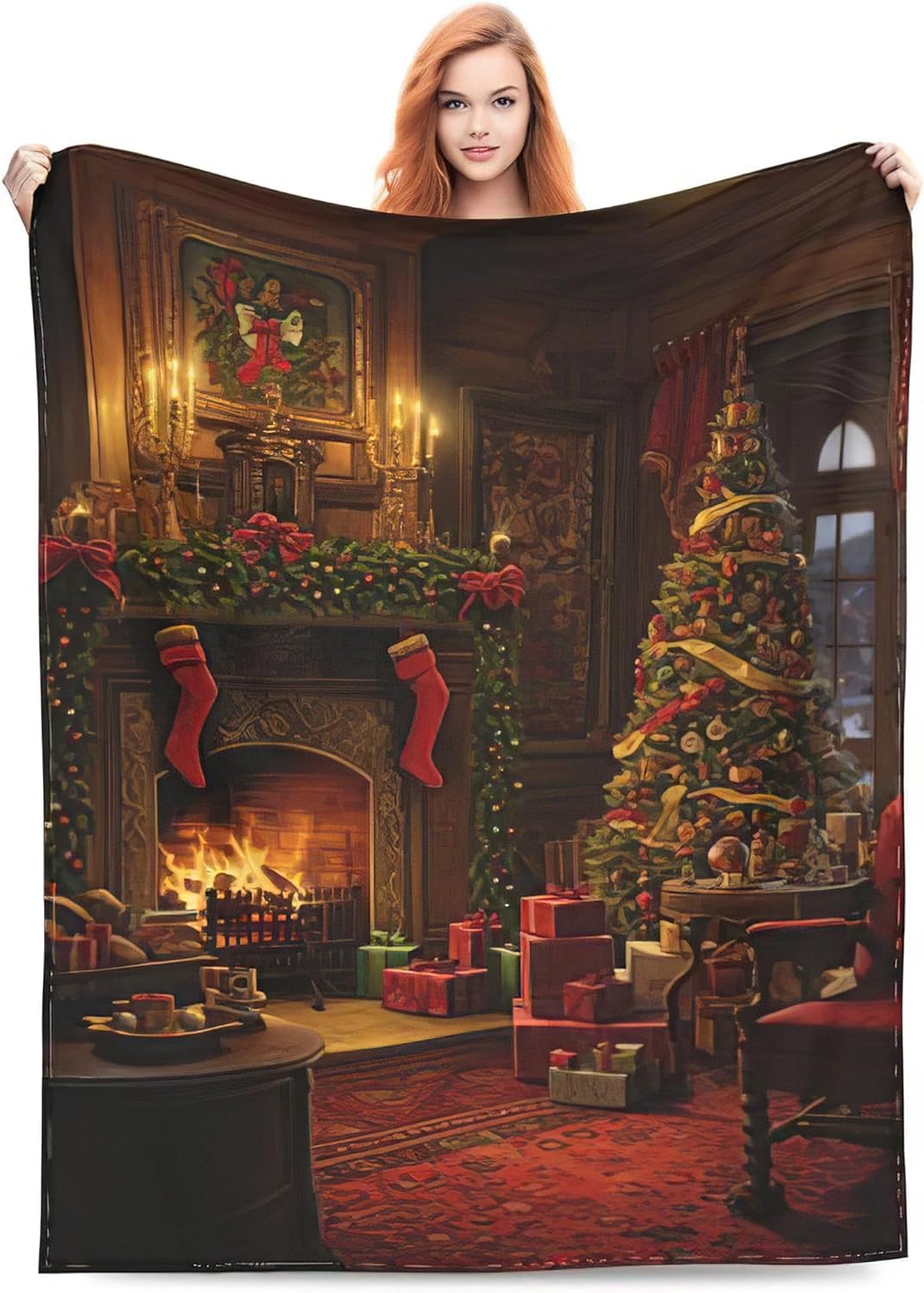 Manta suave para perros con árbol de Navidad, de franela, acogedora manta de chimenea para sofá y cama, 50 x 40 pulgadas