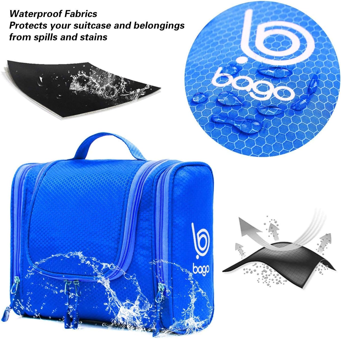 bago Neceser de viaje para mujeres y hombres, bolsa de aseo grande impermeable colgante grande para baño y bolsa de viaje para organizador de
