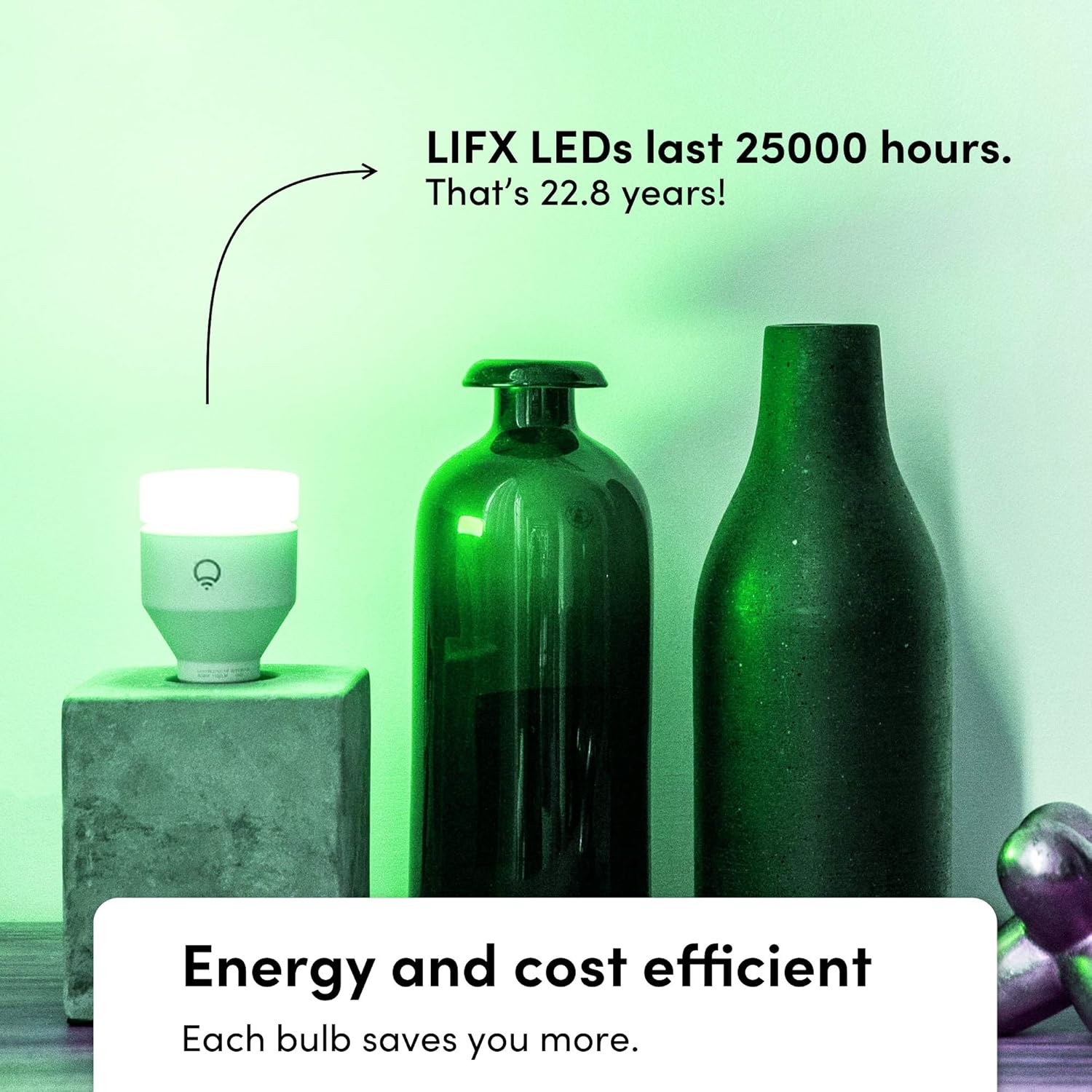 LIFX color, A19 1100 lúmenes, bombilla LED inteligente Wi-Fi, miles de millones de colores y blancos, no requiere puente, funciona con Alexa, Hey