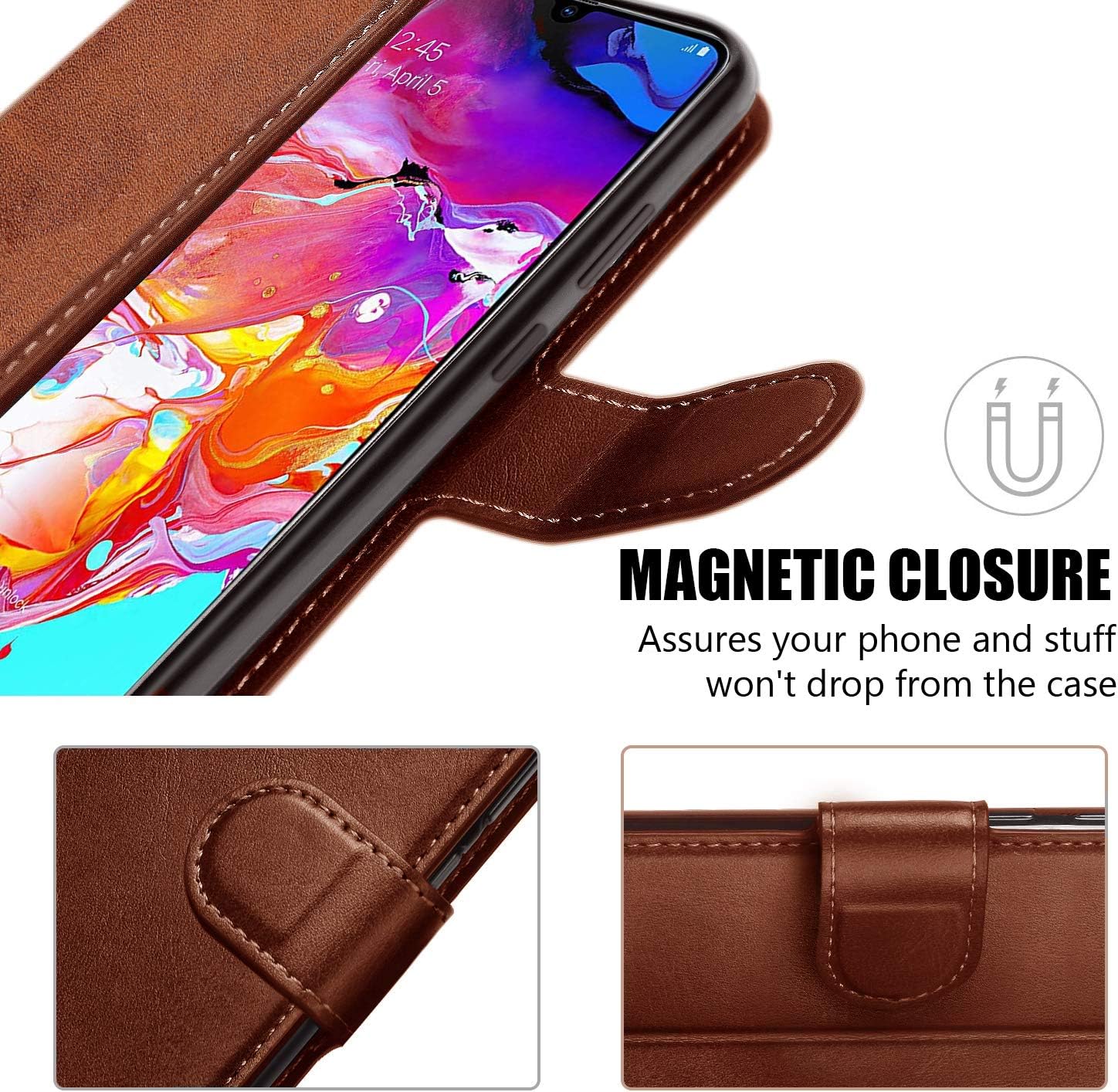 QLTYPRI Funda para iPhone SE 2022 5GSE 202087, Funda tipo cartera simple de cuero PU premium con ranuras para tarjetas, atril, cierre magnético,