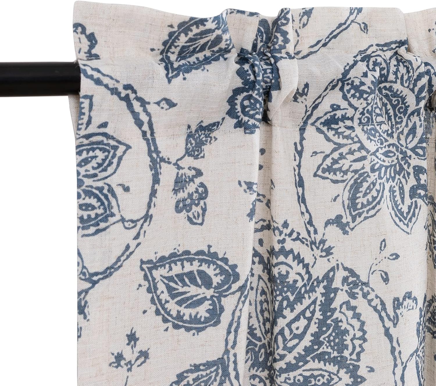 jinchan Cortinas de cocina de 36 pulgadas de largo, con estampado de pergamino de cachemira, cortinas cortas de lino para baño, diseño de medallón,