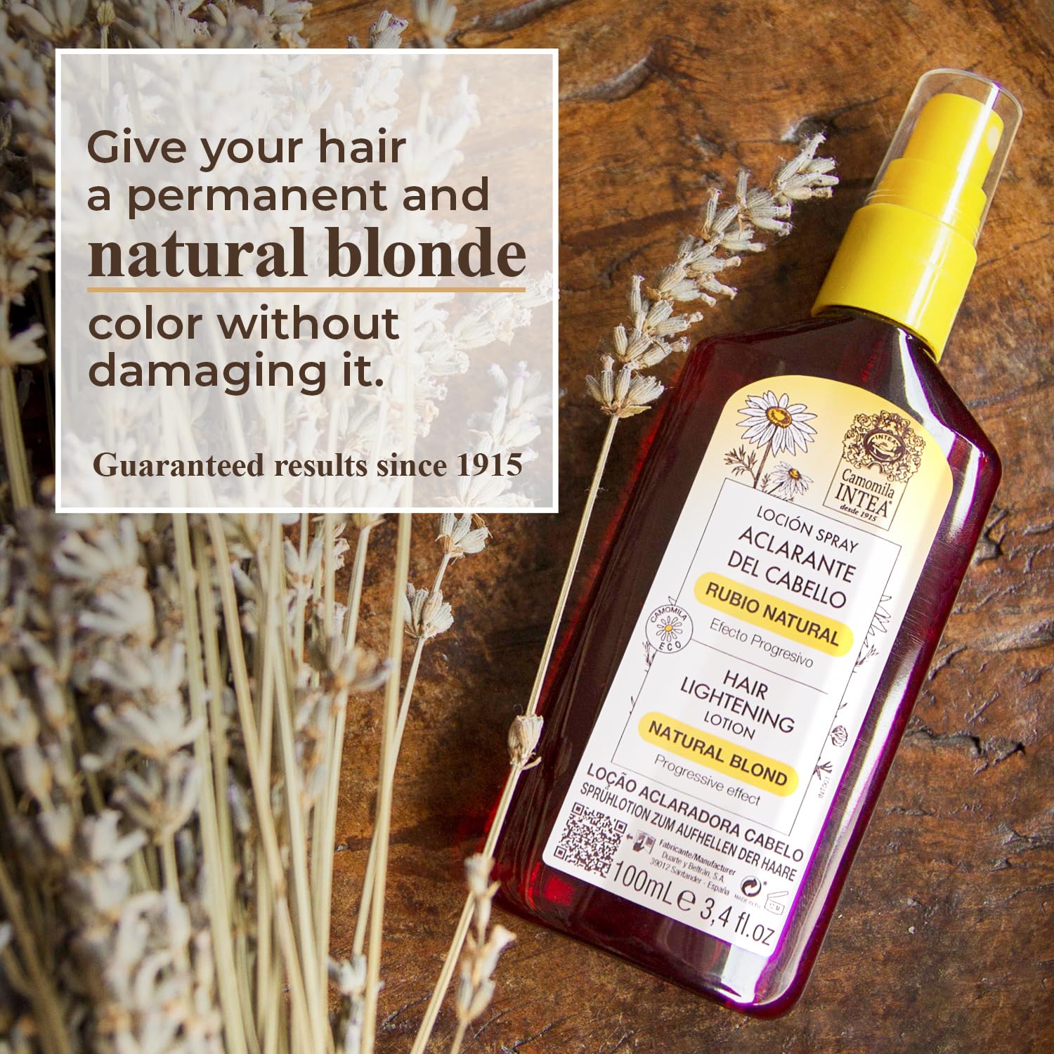 Camomila Intea Natural Blonde  Spray aclarador de cabello con extracto de manzanilla  Vuélvete más rubio con este spray para el cabello de color