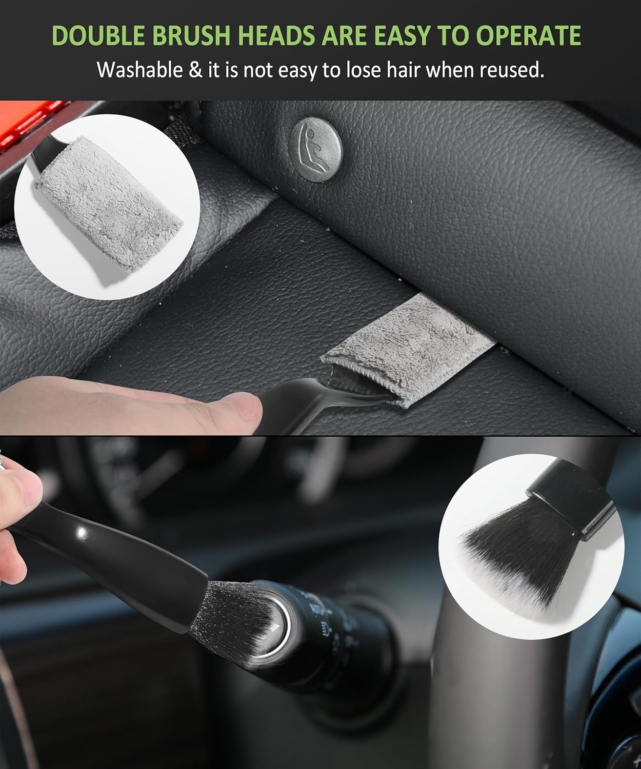Cepillo de detalles de coche, kit de limpieza de interiores para automóvil, cepillos de detallado de automóvil, herramienta de limpieza de coche,