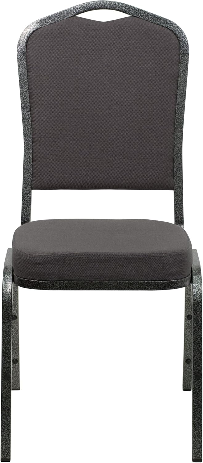 BizChair Silla apilable trasera del banquete de la corona, tela grismarco plateado de la vena