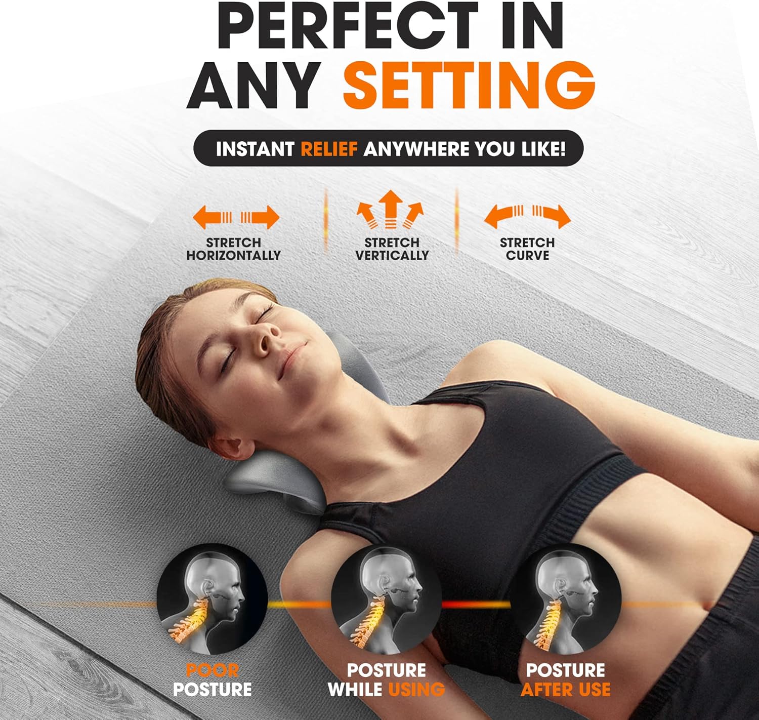 Cheer Collection Relajante de cuello y hombros con funda lavable, almohada estiradora de cuello para aliviar el dolor de cuello y hombros,