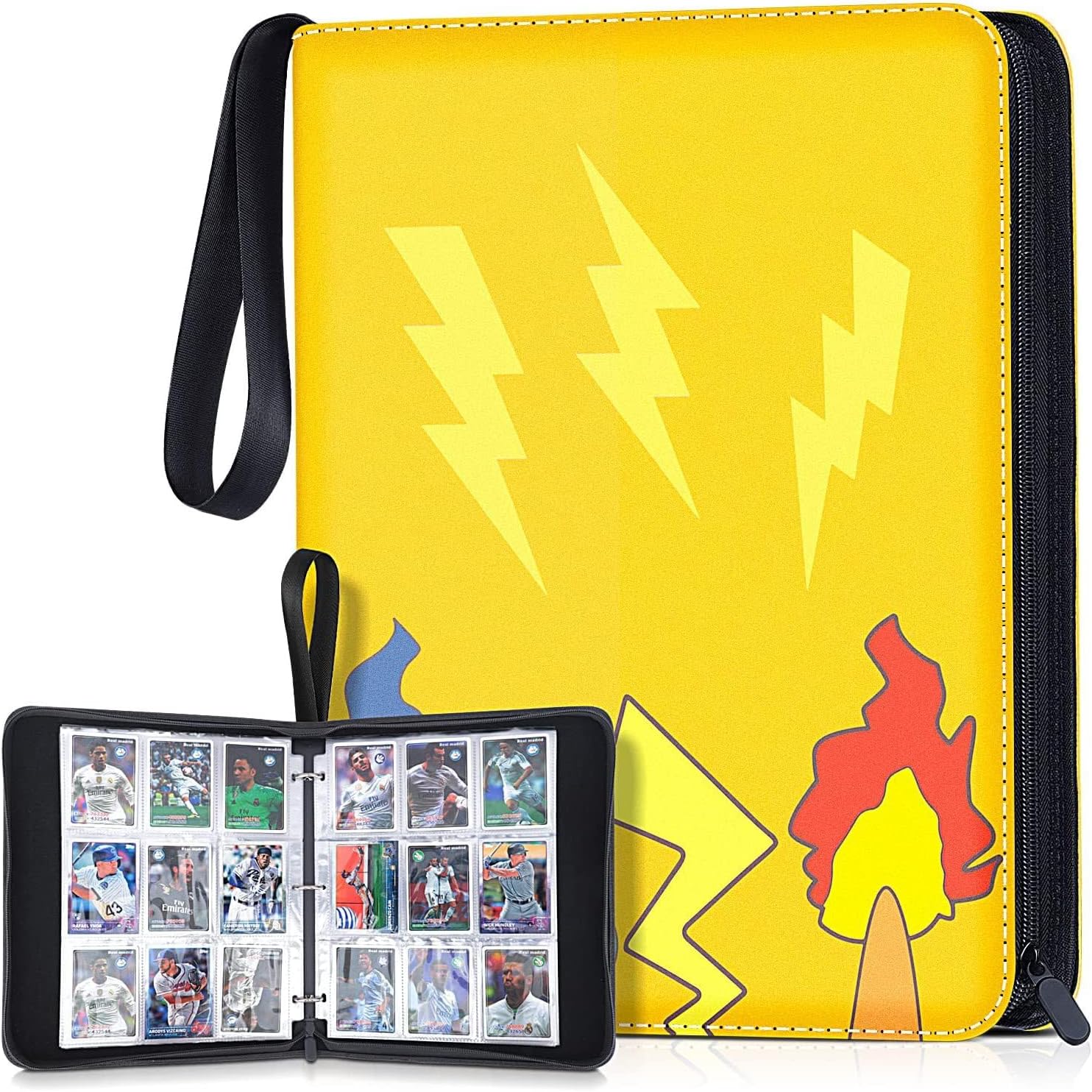 longwave – Carpeta de 4 bolsillos para tarjetas intercambiables, se adapta a 400 tarjetas con 50 fundas extraíbles, cubierta de cuero de primera