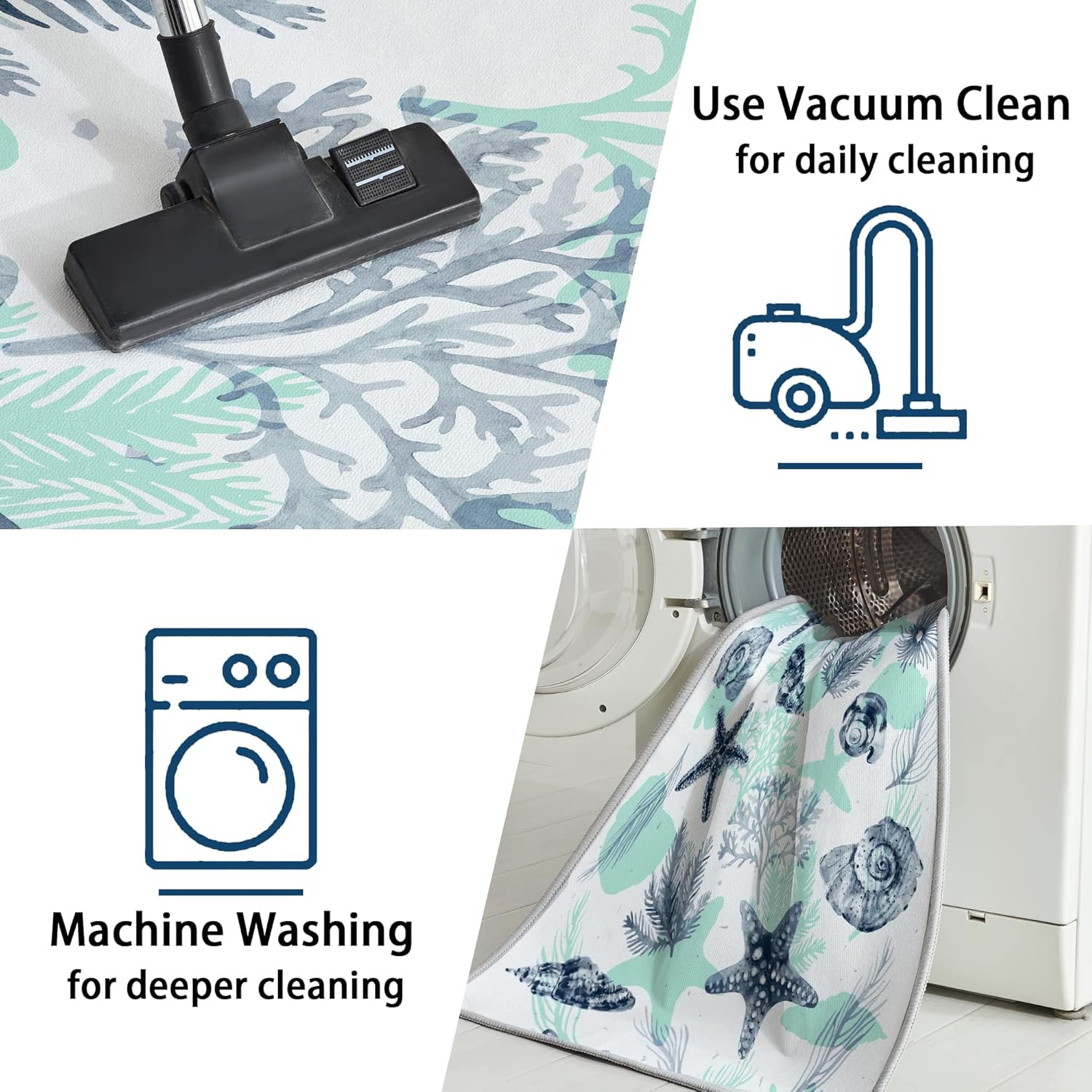 Tritard Alfombras Coastal Area Rugs – Alfombras náuticas con temática de playa, antideslizantes, lavables a máquina, modernas para sala de estar o