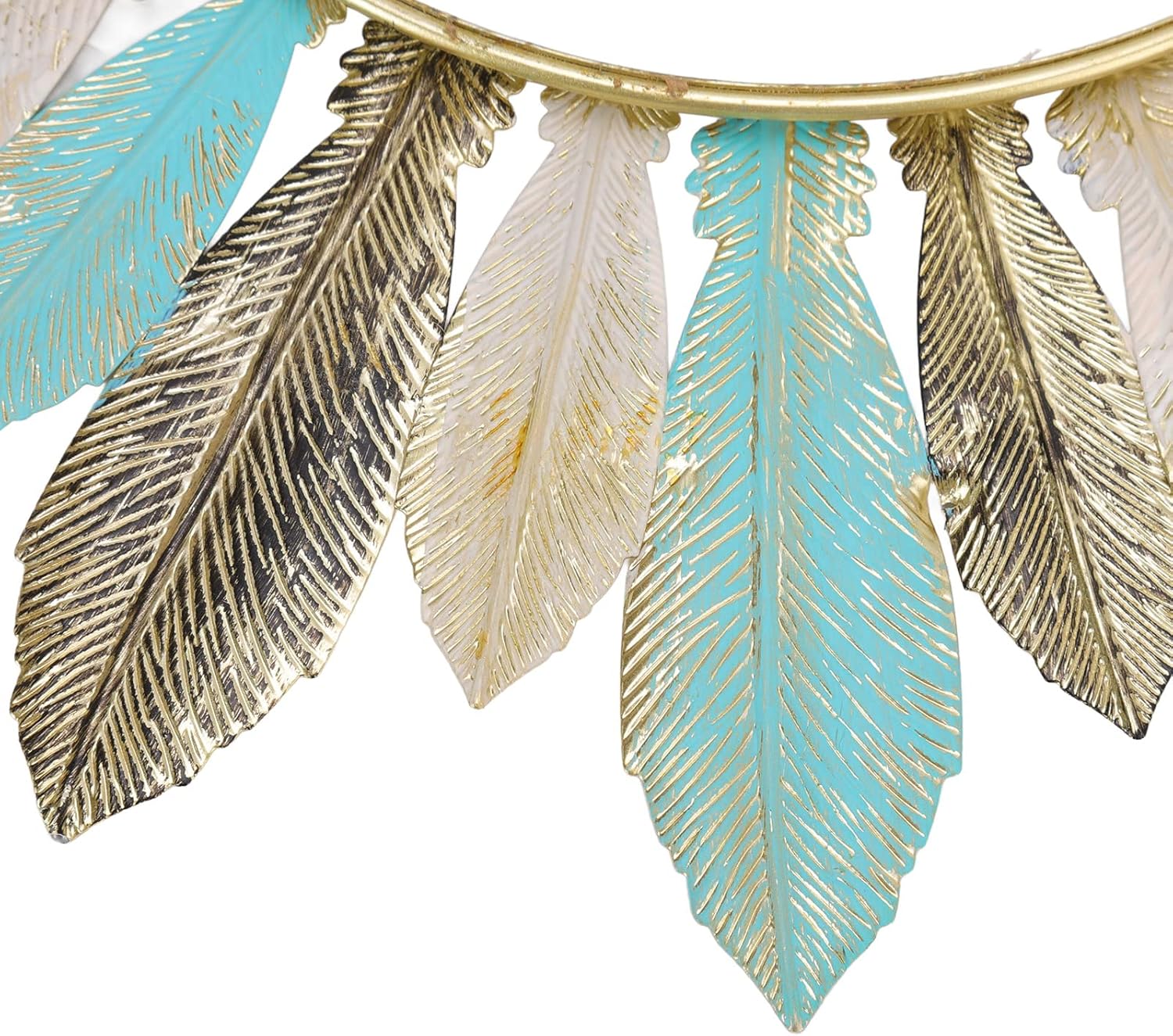 LSFYYDS Espejo colgante de plumas de metal, espejo decorativo de pared, escultura artística, espejo de tocador moderno para decoración de pared,