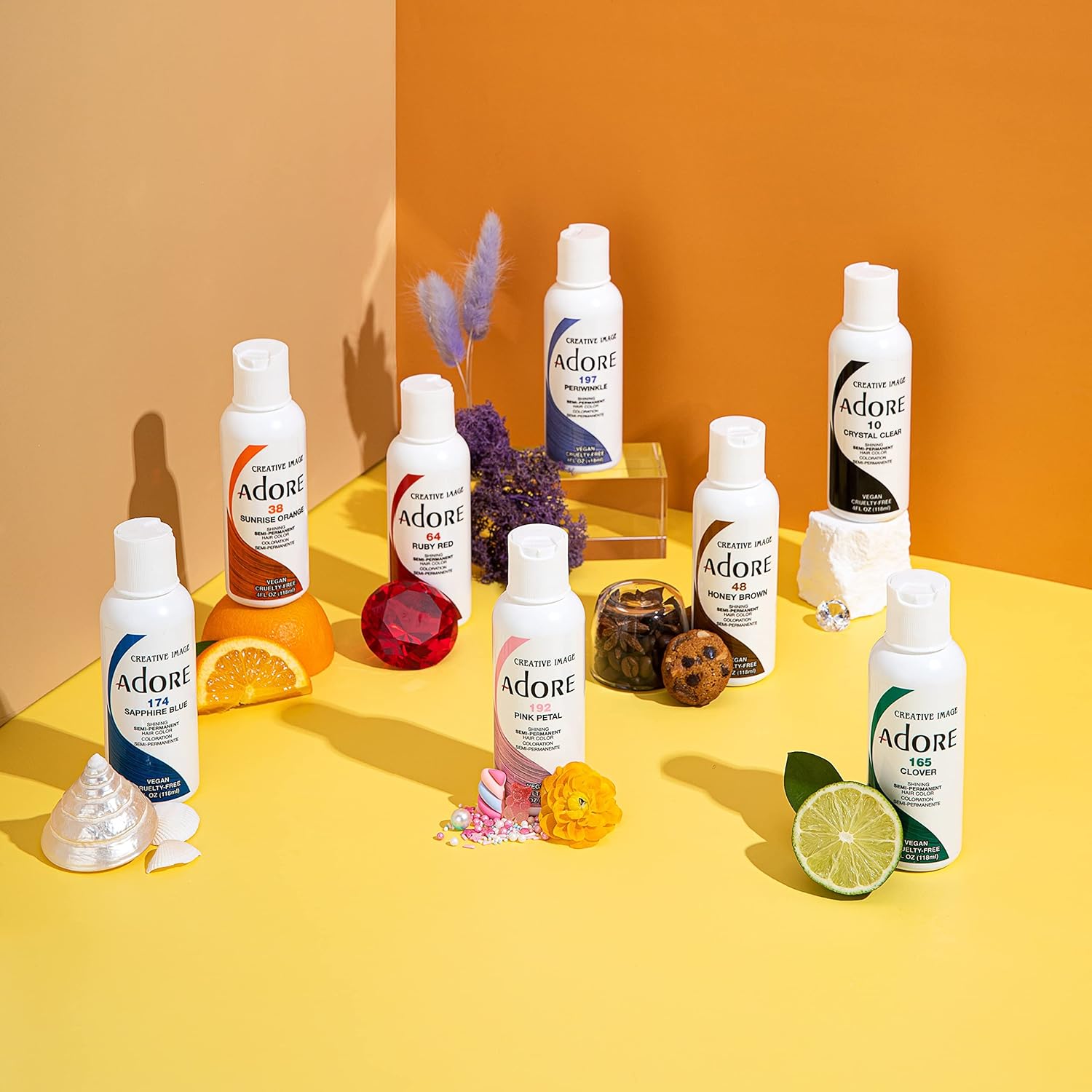 Adore Tinte semipermanente para el cabello, vegano y libre de crueldad, 4 onzas líquidas, 190 Cotton Candy (paquete de 2)