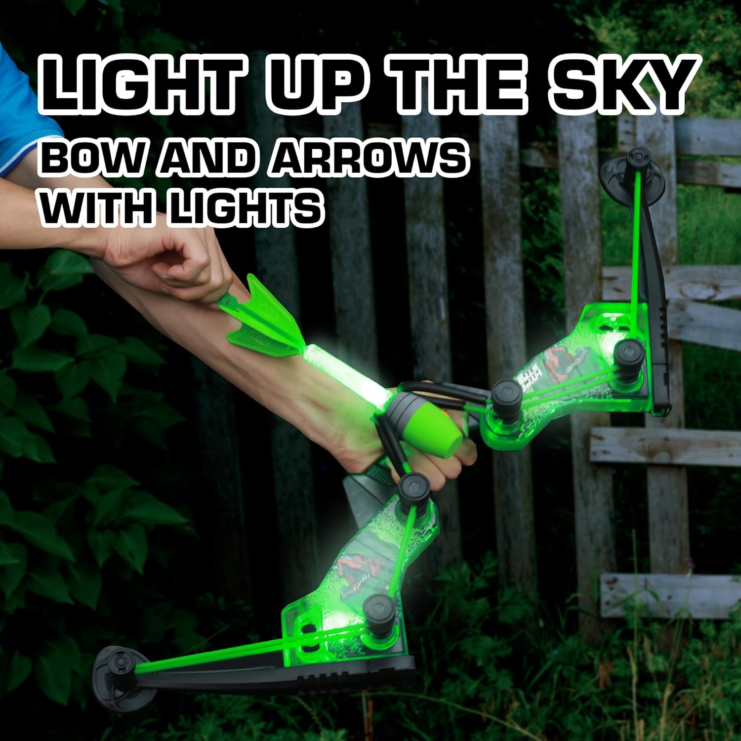 Zing HyperStrike Dominator Light Up Bow Archer Pack, Light Up Bow and Light Up Zonic Whistle Arrows, Shoots Arrows Over 200ft, Outdoor Play with