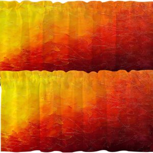 Shrahala Cenefas de cocina estilo grunge rojo naranja, color naranja degradado, pintura al óleo retro grunge, cortina de media ventana, tratamiento Shrahala Cenefas de cocina estilo grunge rojo naranja, color naranja degradado, pintura al óleo retro grunge, cortina de media ventana, tratamiento