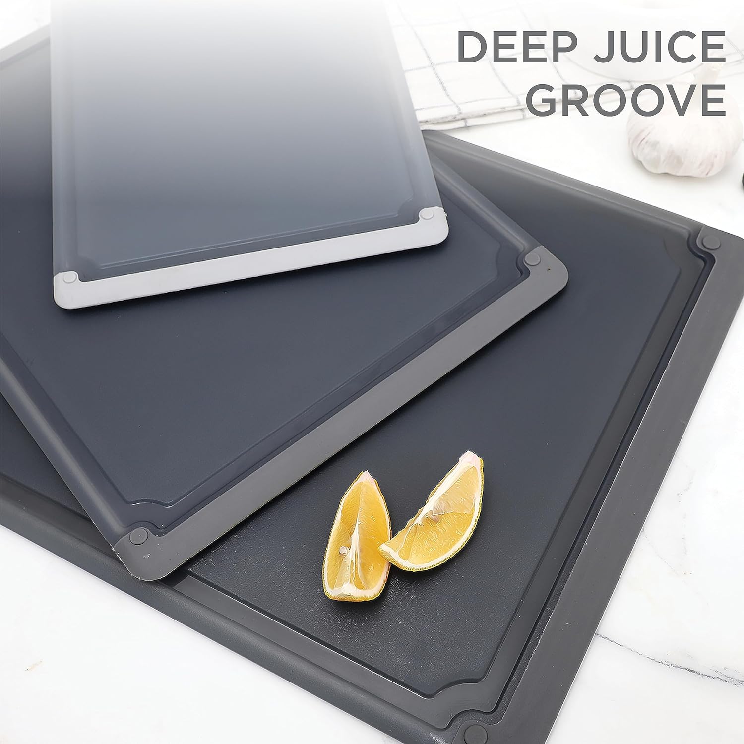 Tablas de cortar para cocina  Juego de tablas de cortar de 3 piezas con ranuras para jugos, tablas de cortar extra grandes, tamaño jumbo, borde de