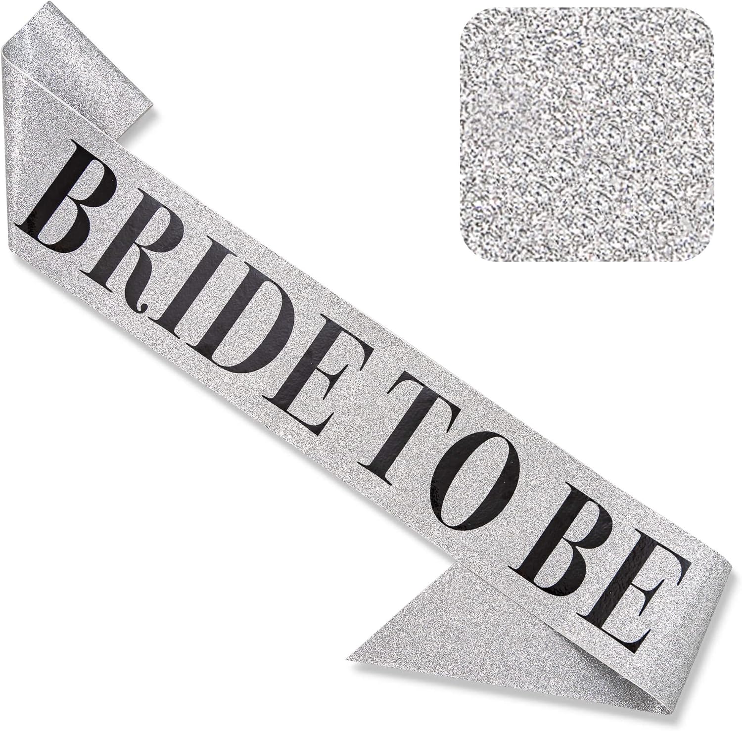 CORRURE Banda “Bride to Be” para despedida de soltera  Banda plateada con purpurina con letras de aluminio negro  Accesorios de decoración de