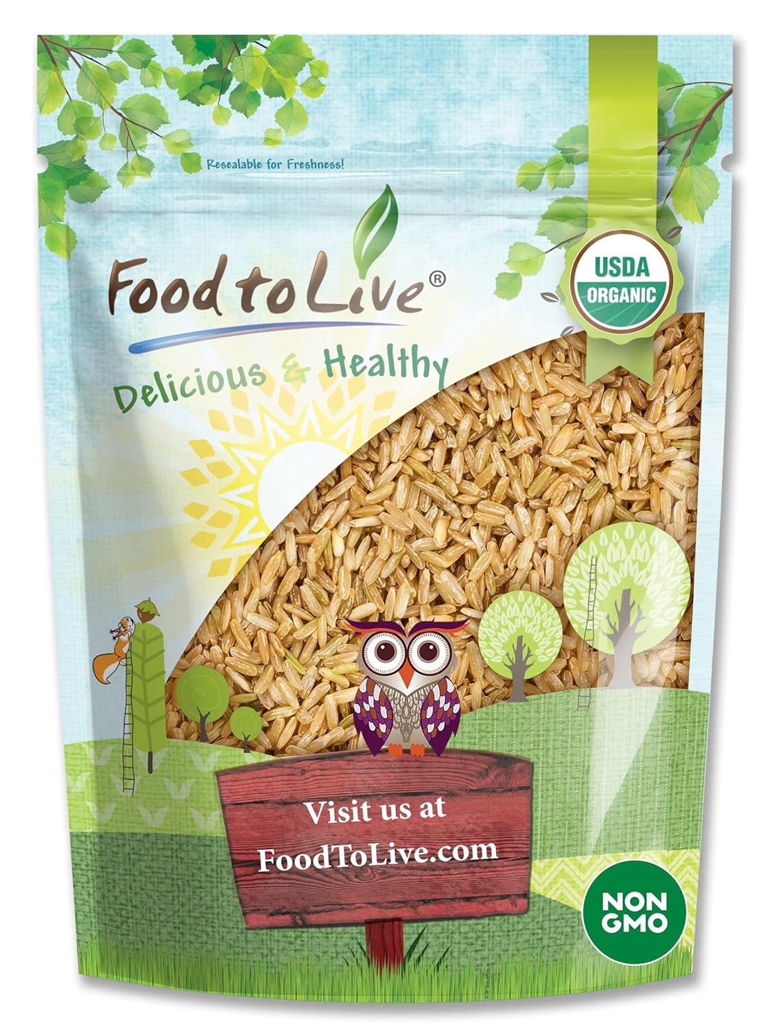Food to Live – Arroz Basmati integral orgánico certificado (puro, grano largo, sin OGM, a granel)