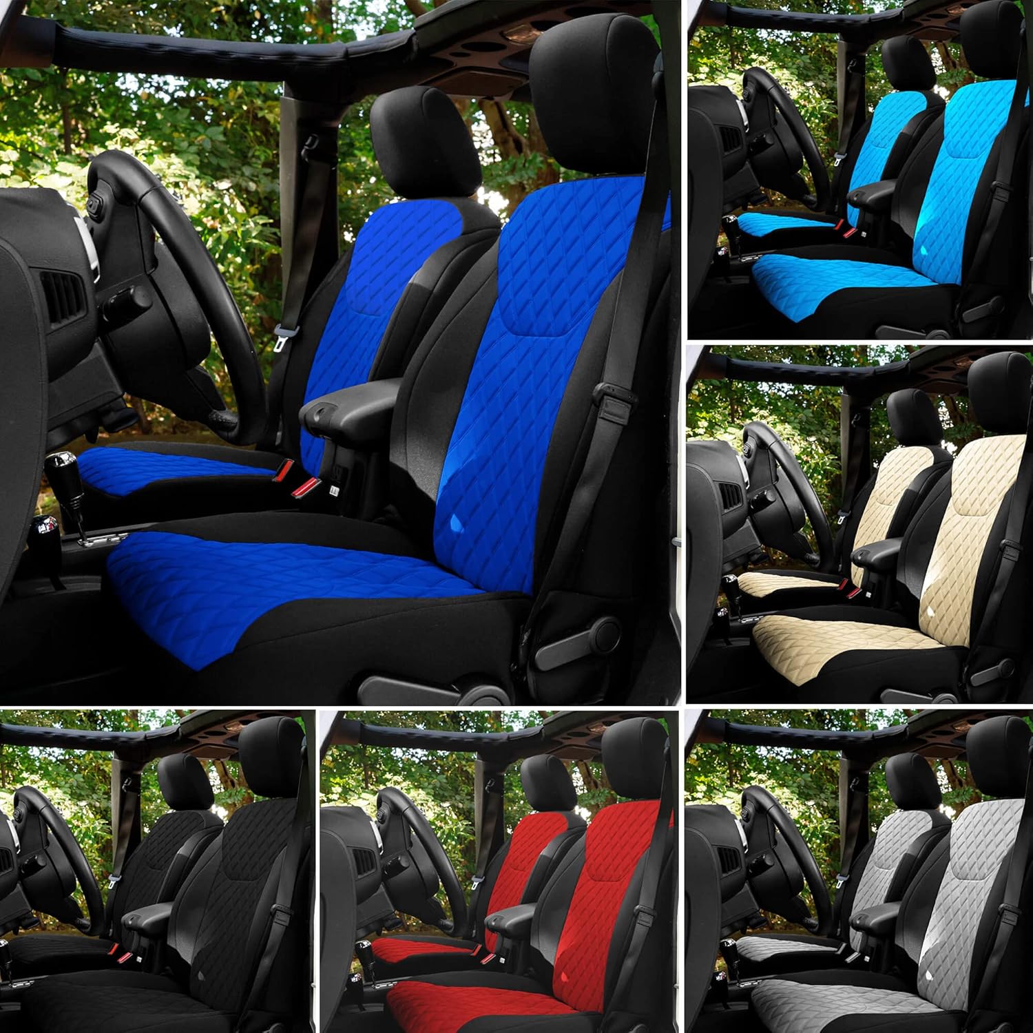 TLH Fundas de asiento de ajuste personalizado para Jeep Wrangler JK 4DR 2007-2018, fundas de asiento de automóvil de neopreno rojo, juego de fundas