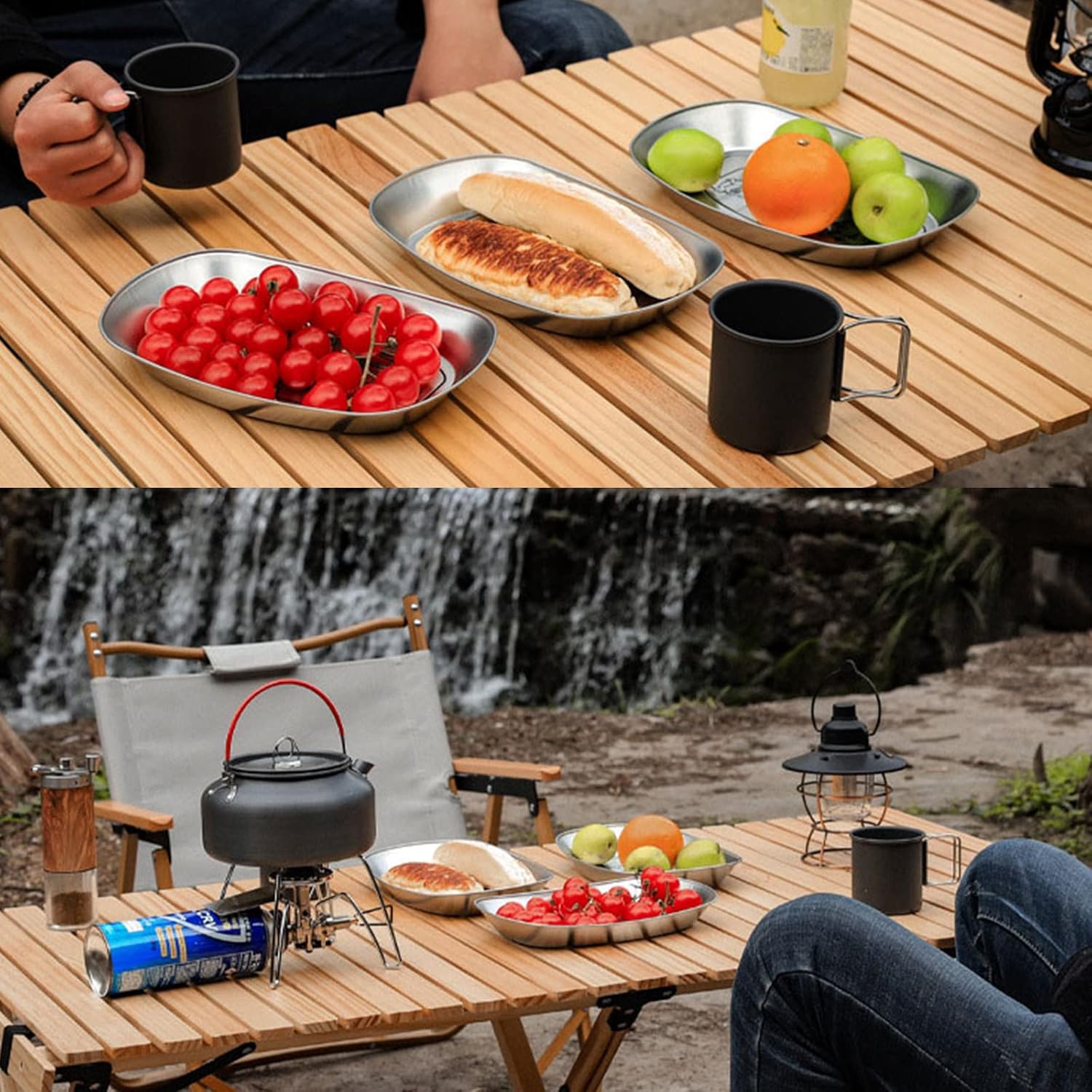 Plato de camping al aire libre BBQ Platos de carne Plato de frutas vintage Pan Postre Verduras Pescado Plato de servicio de cena Vajilla de cocina