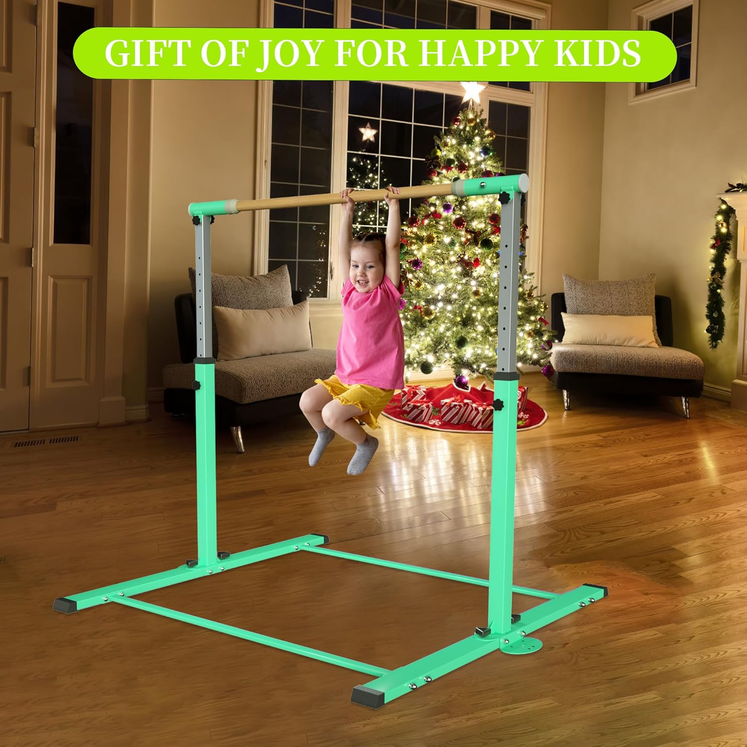 YIintruan Kip Bar de gimnasia, barra horizontal para niños y niñas, altura ajustable de 3 a 5 pies, equipo de gimnasio en casa, ideal para