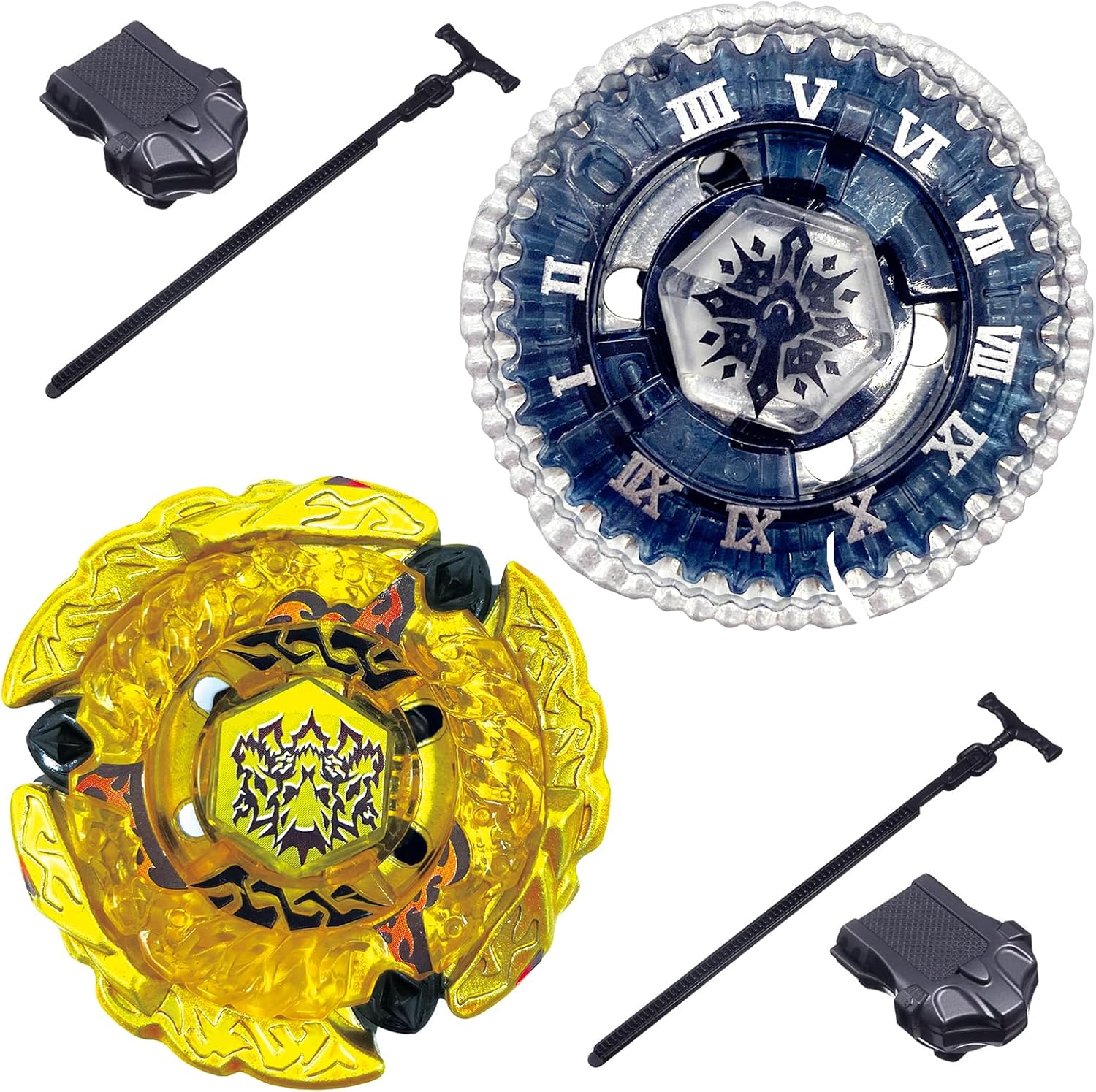 Wrpaulk Bey Battling Top Blade (BB-104 Basalt Horogium 145WD) y (BB-99 Hell KerbecsBD145DS) Juego de giroscopio de metal con lanzadores.