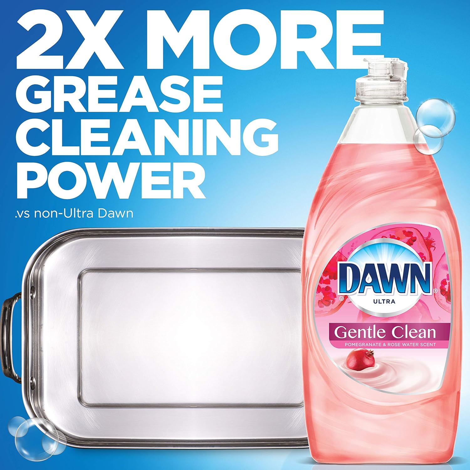 Dawn Gentle Clean – Jabón líquido para lavar platos, granada, 24 onzas (paquete de 2)