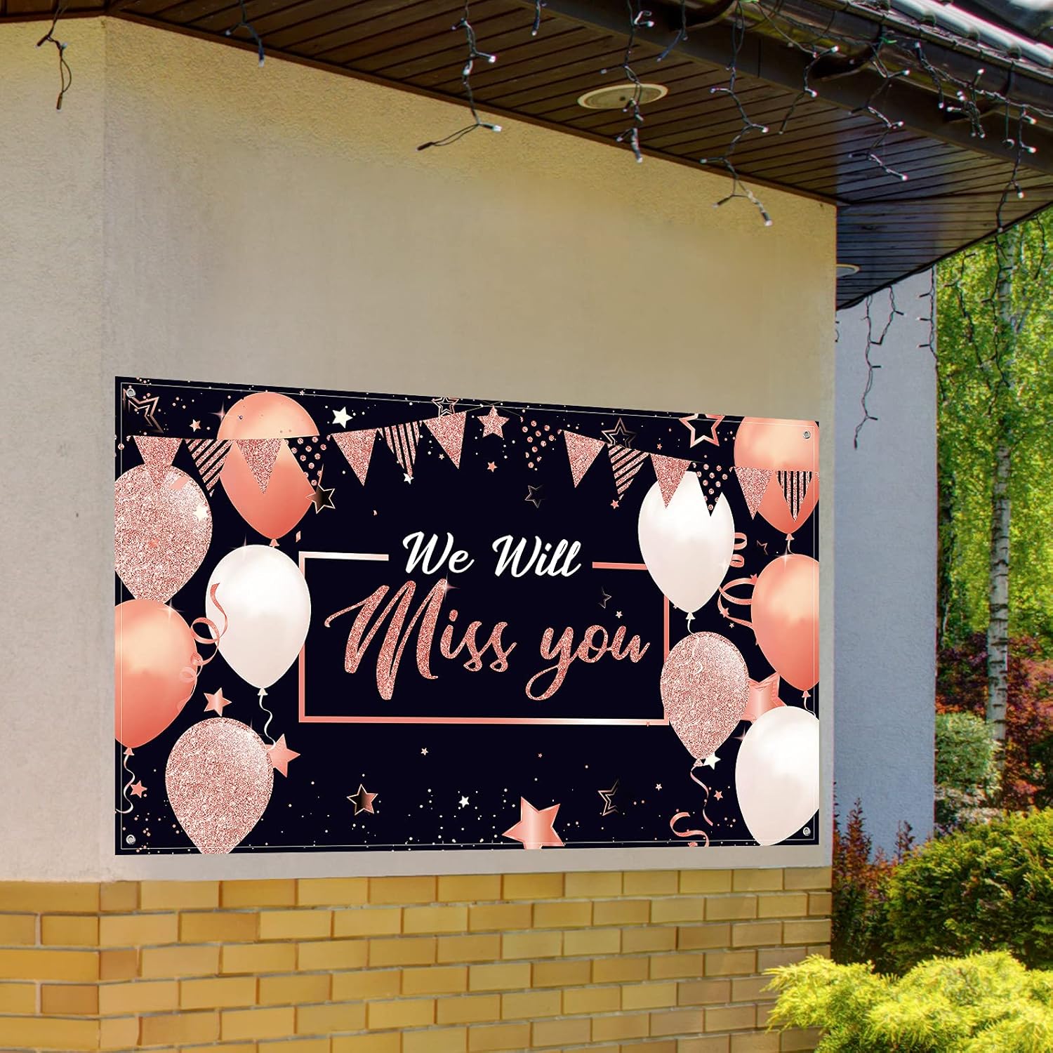 We Will Miss You – Decoraciones de fiesta, telón de fondo extragrande para fiesta de despedida de soltera, aniversario, jubilación, fiesta de