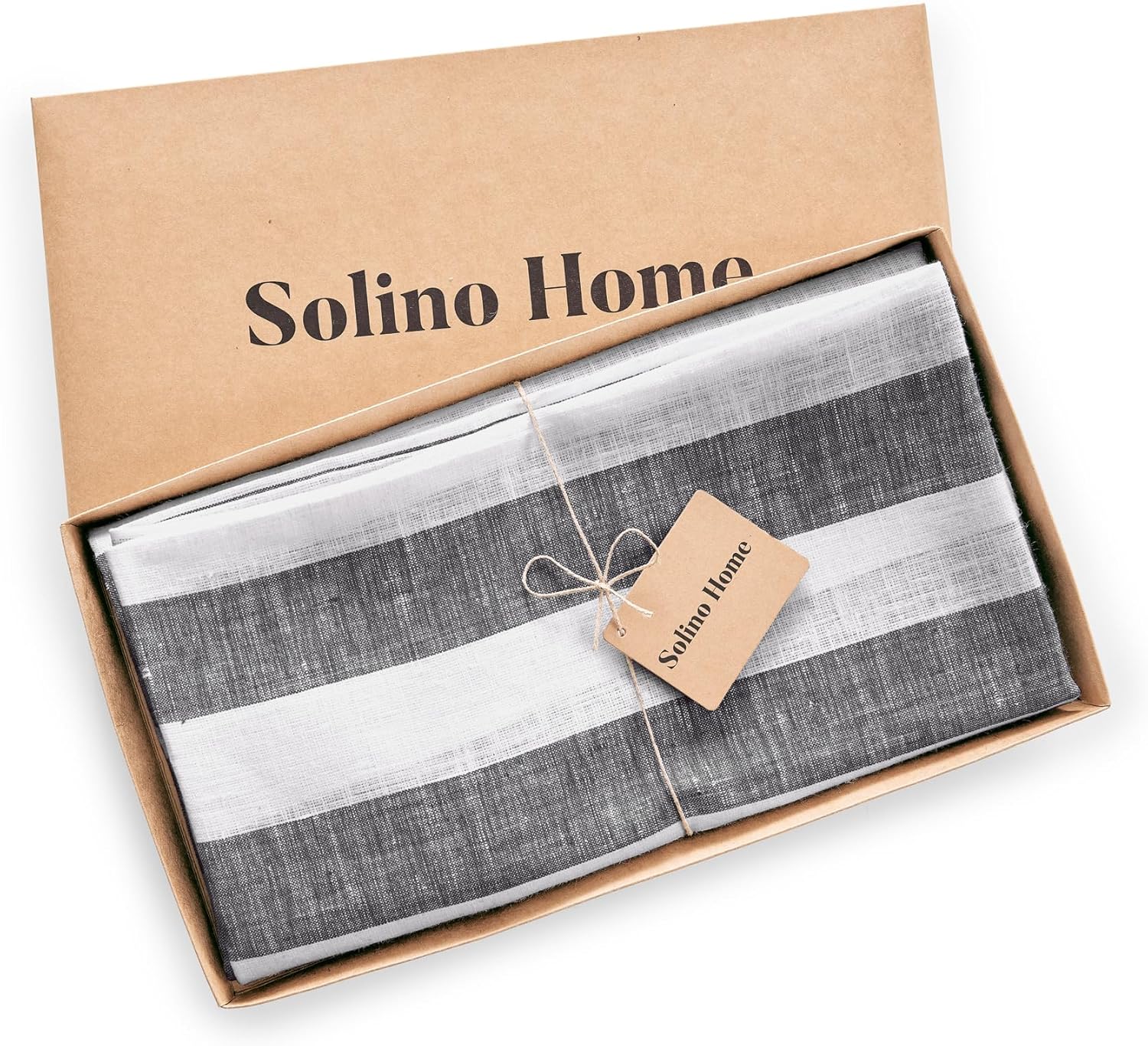 Solino Home Mantel redondo de lino de 60 pulgadas, color blanco y negro para otoño, Halloween, Acción de Gracias, Navidad, hecho a mano con lino