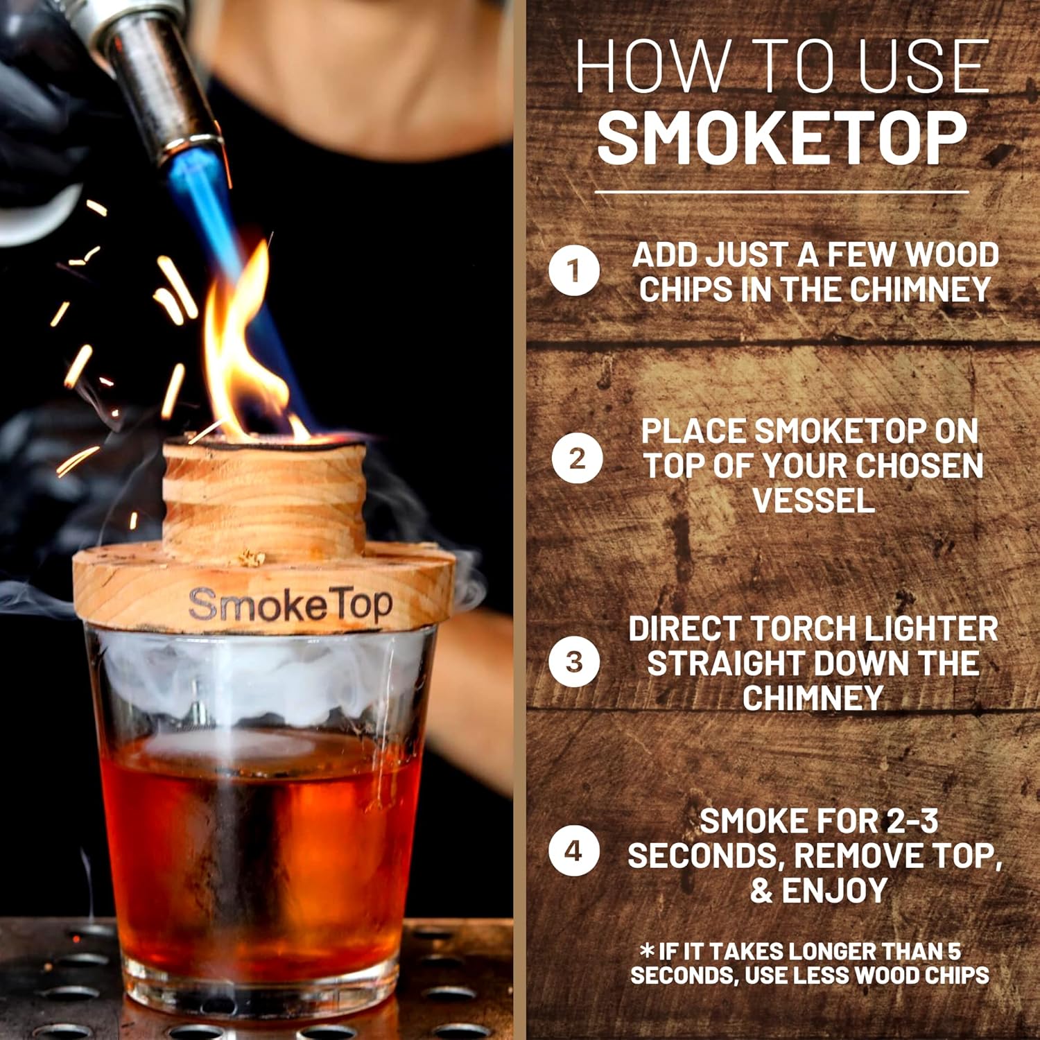 SmokeTop – Paquete de 4 chips de madera (cereza, nogal, arce, roble)  Chips de cóctel para cócteles antiguos, whisky y bourbon  Fabricado en los