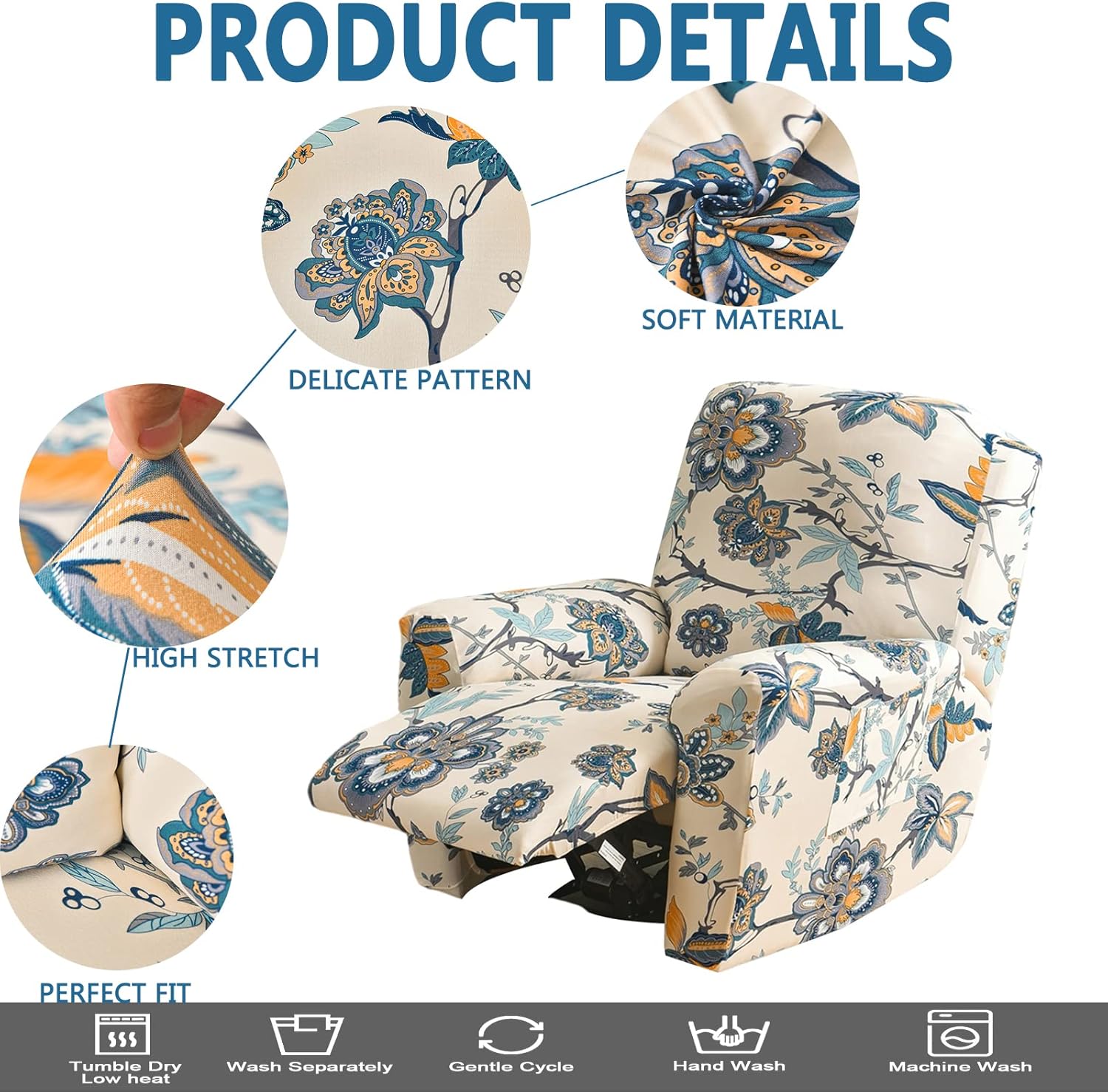 HAOYONG Fundas reclinables elásticas Lazyboy – Funda reclinable de 4 piezas para sillón reclinable de 1 asiento, fundas para sofá reclinable con