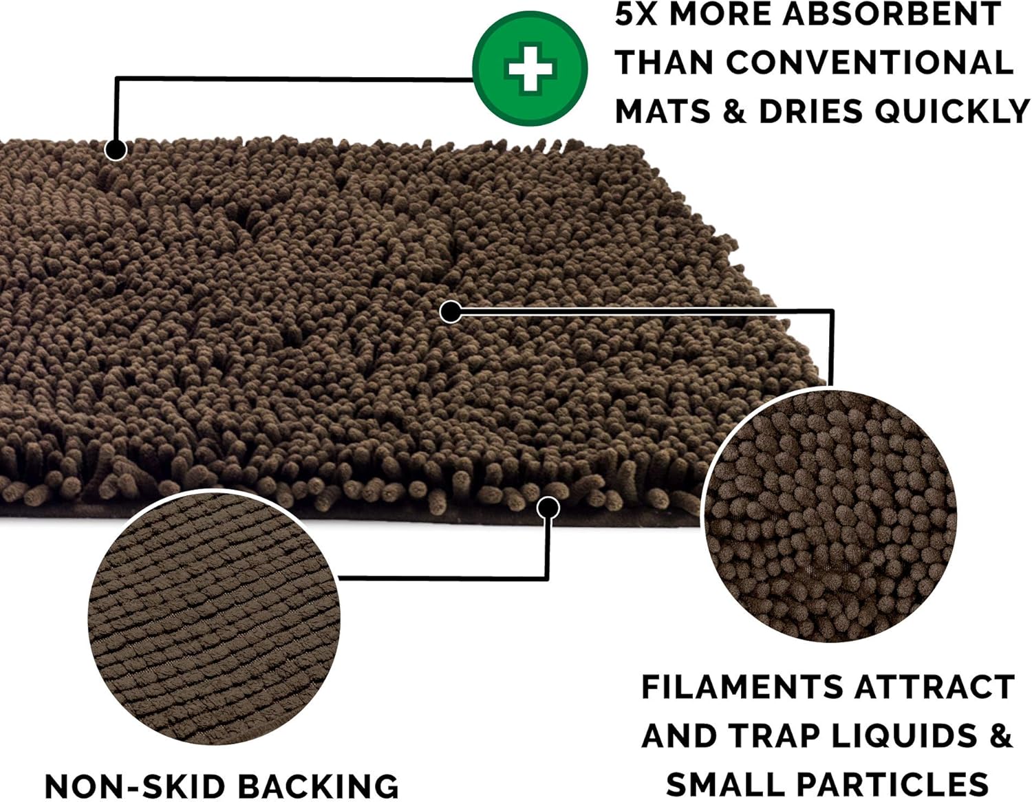 Tapete de cama Furhaven para mascotas como perros y gatos  Alfombra para comida y toalla de baño de gamuza y felpilla absorbente para patas sucias,
