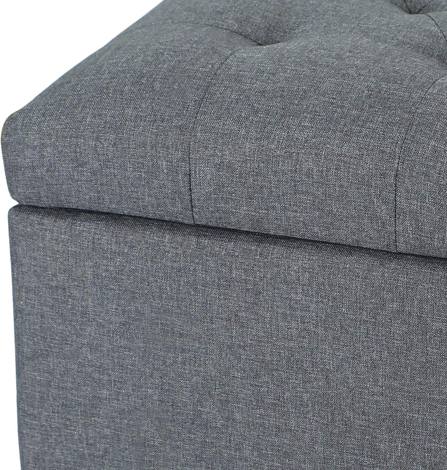 Joveco Banco otomano de almacenamiento rectangular de tela, reposapiés, 24 pulgadas, moderno, copetudo, para dormitorio, asiento para entrada,